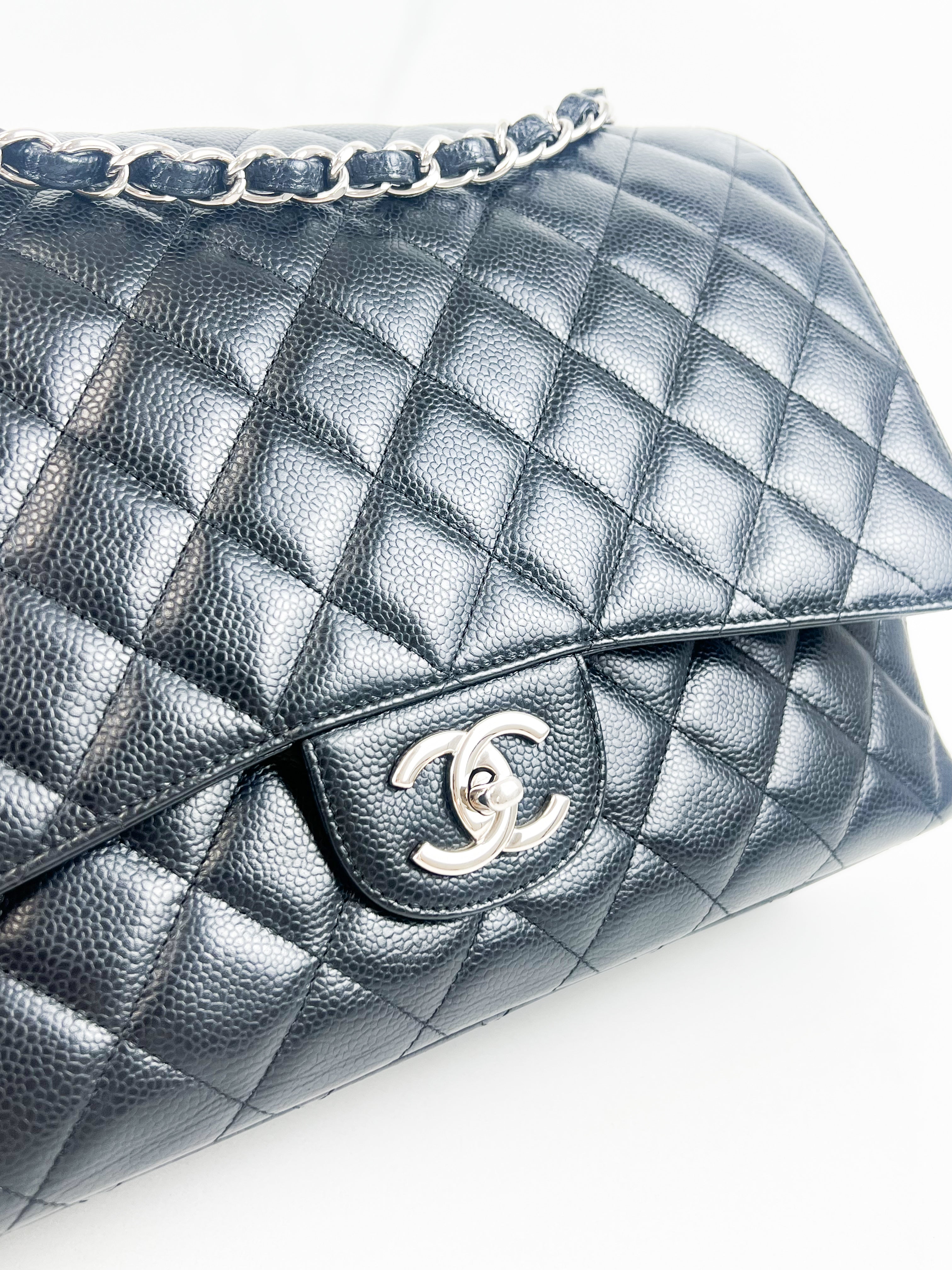 Chanel Jumbo Black Classic Double Flap Caviar Shoulder Bag
