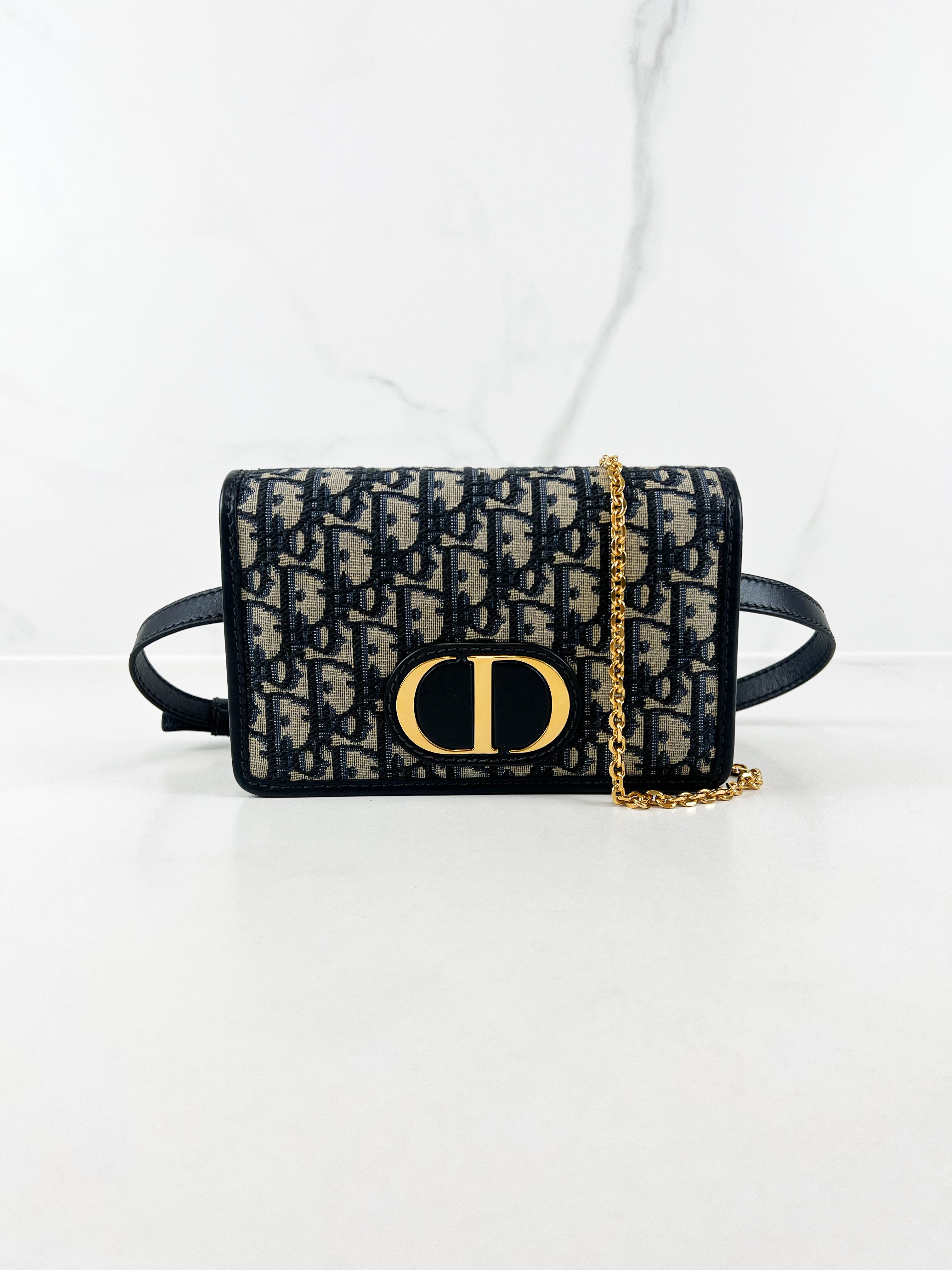 Christian Dior 2-in-1 30 Montaigne Pouch Blue Dior Oblique Jacquard
