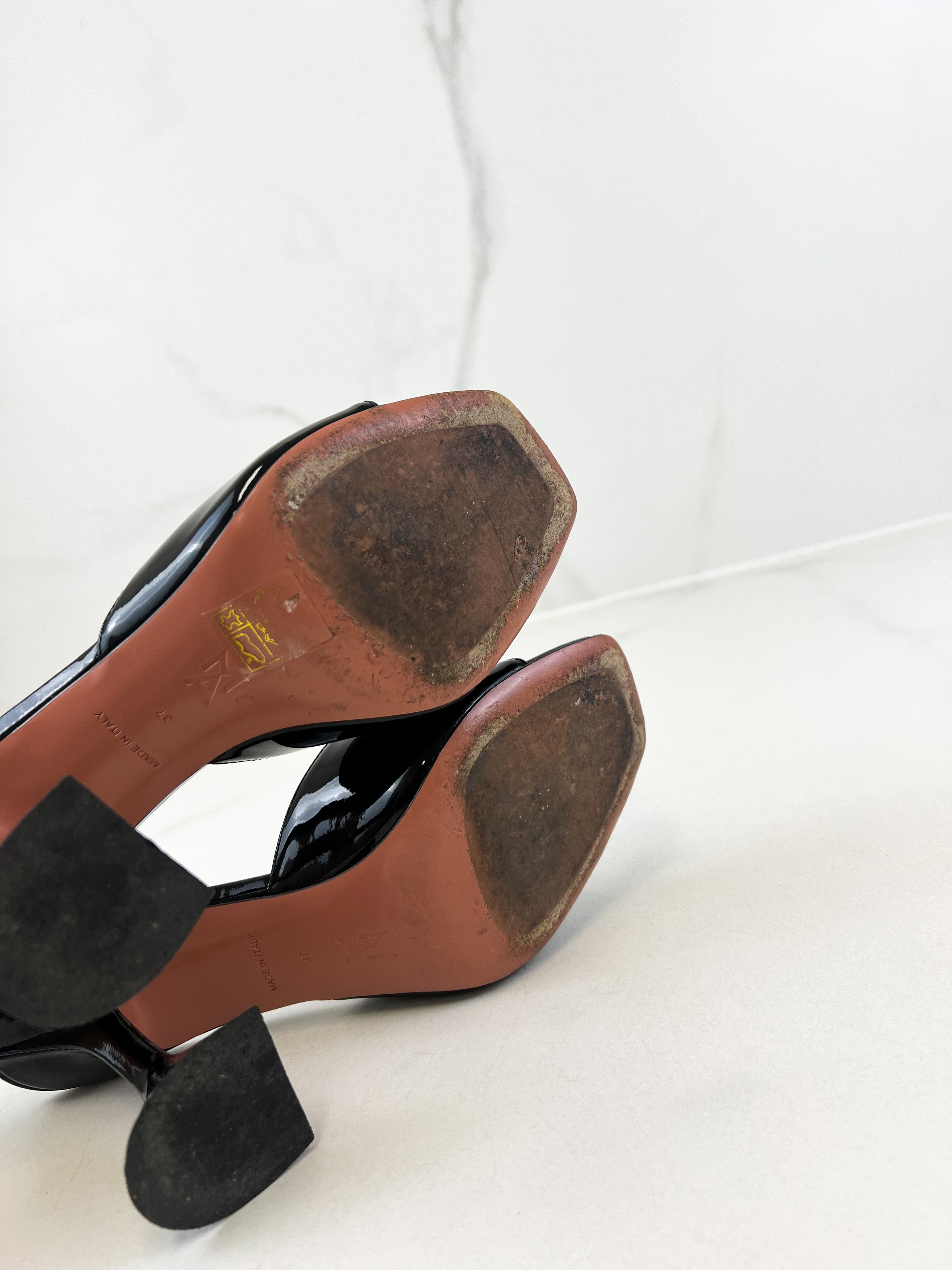 Amina Muaddi Lupita Patent Black 95mm Size 37