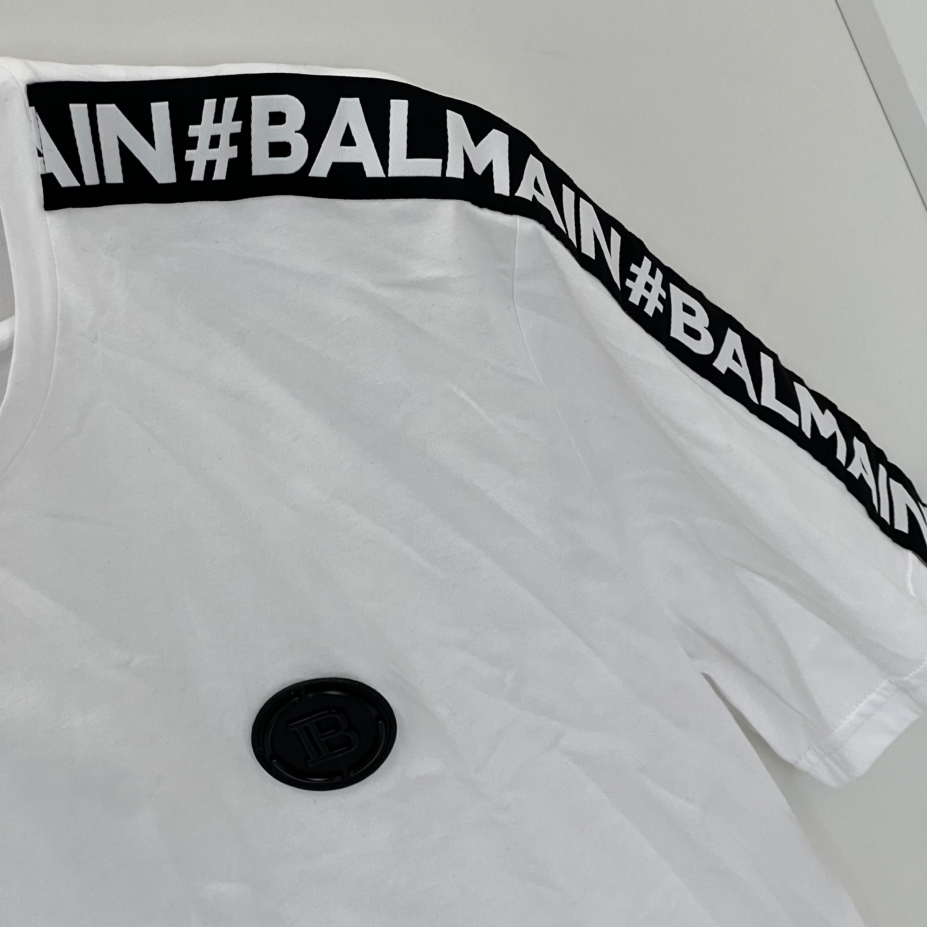 Balmain Logo Men's White T-Shirt Size XL
