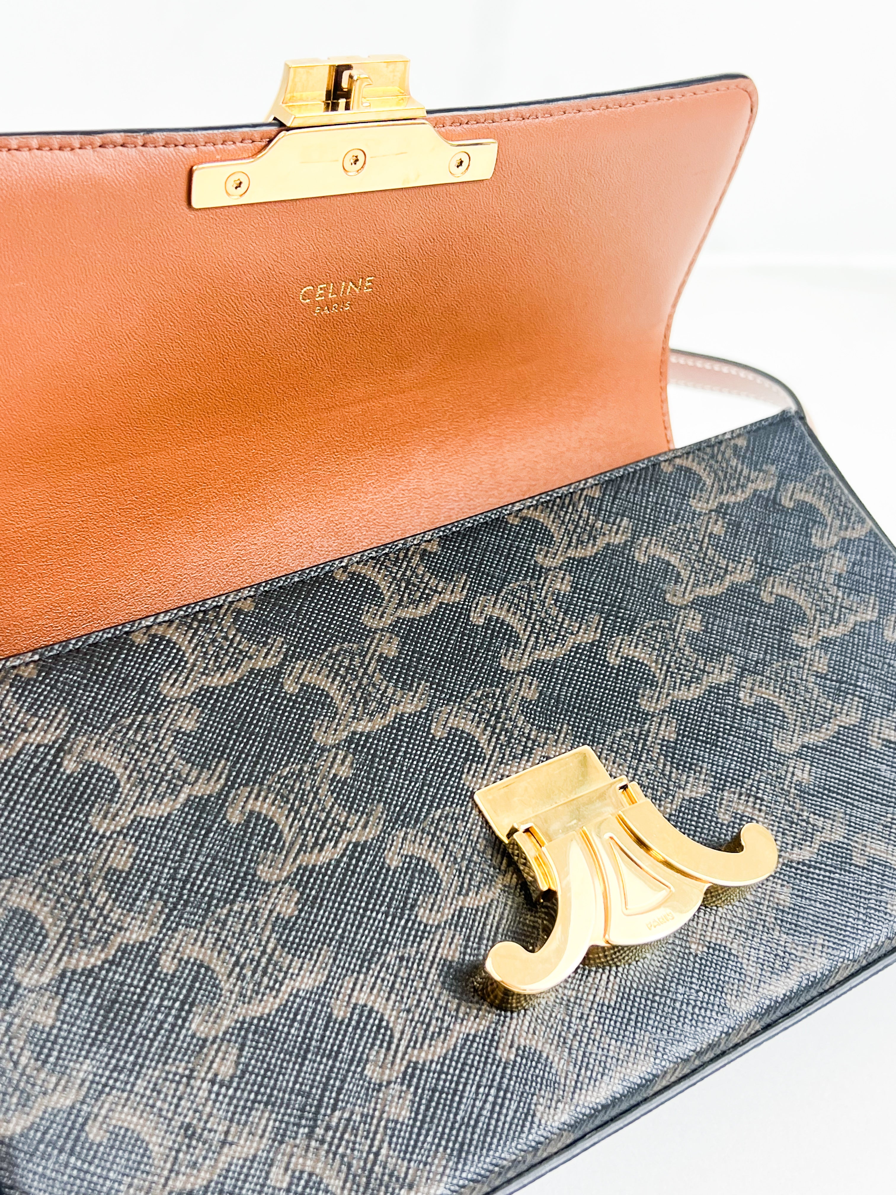 Celine Triomphe Shoulder Bag in Monogram Calfskin