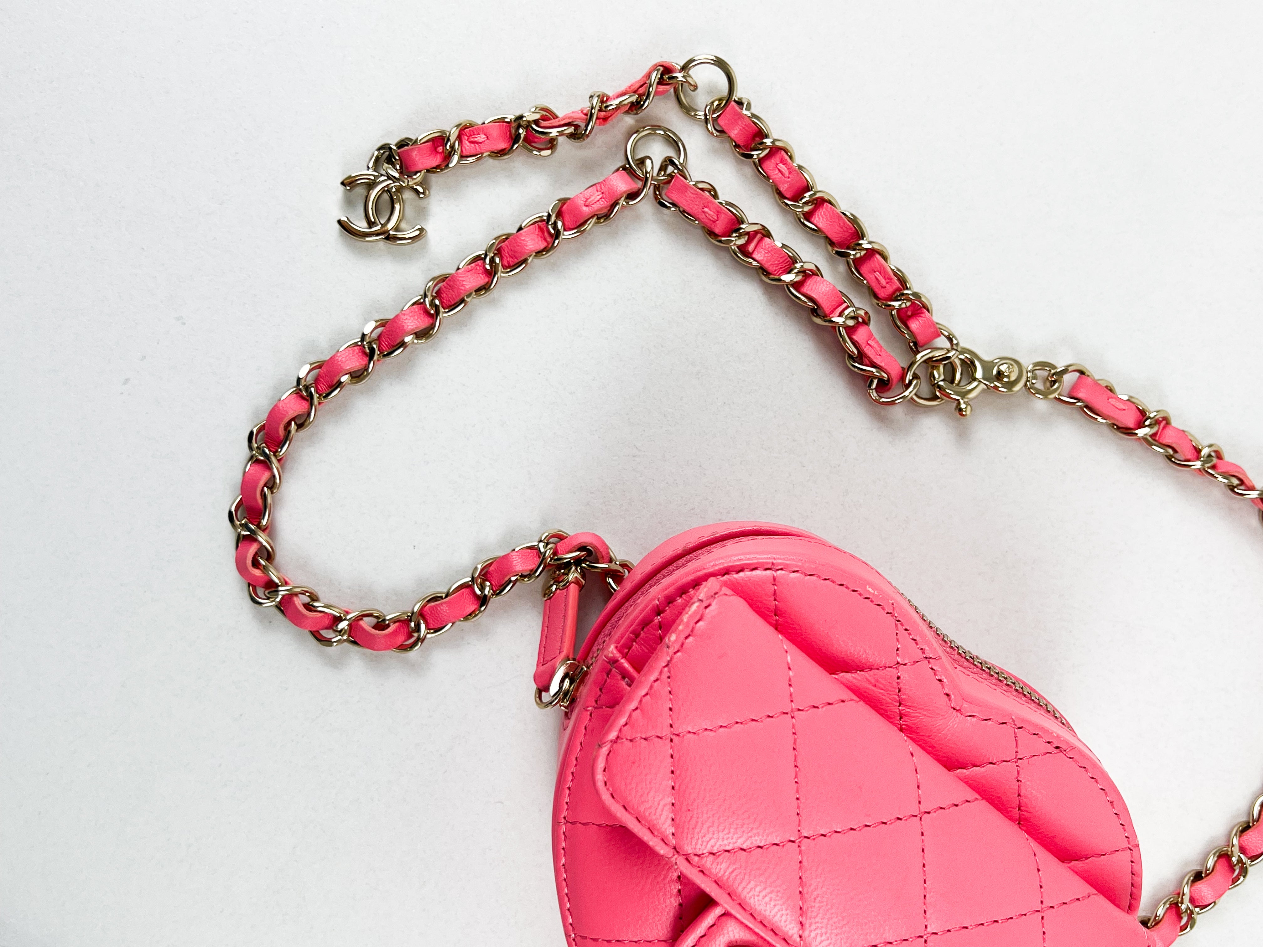 Chanel Pink Mini Lambskin Heart with LGHW