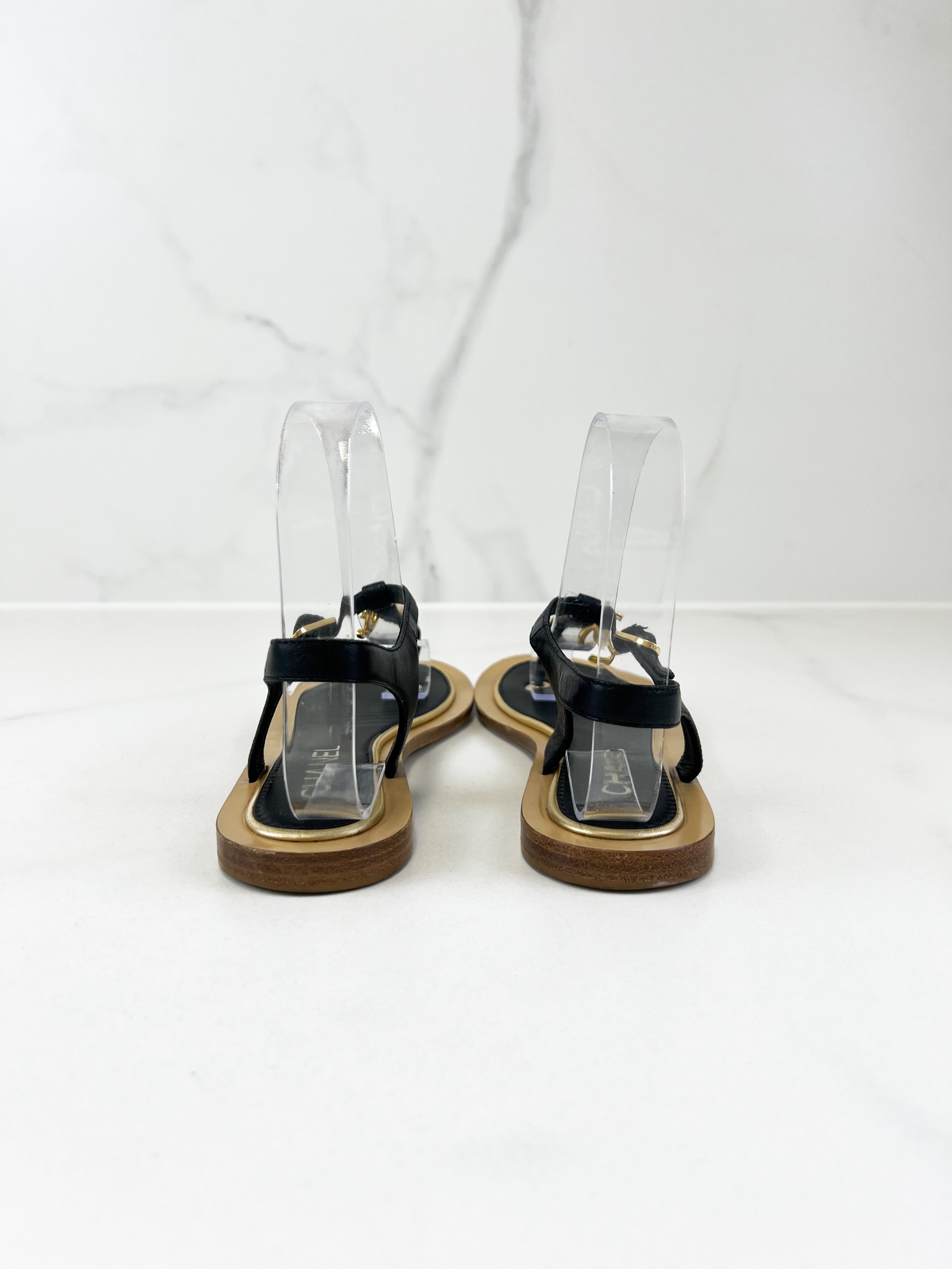 Chanel CC Chain Flat Chain Sandal Size 35