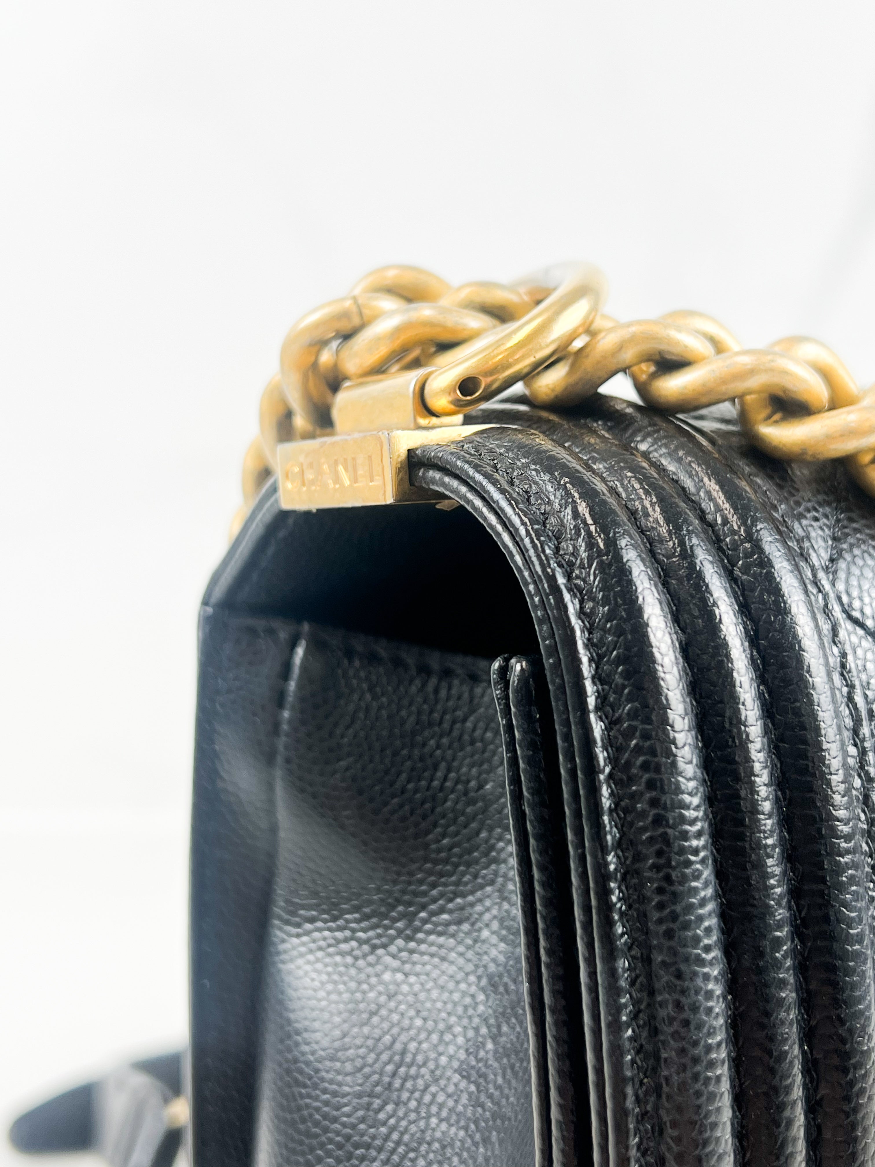Chanel Black New Medium Caviar Boy Bag with GHW