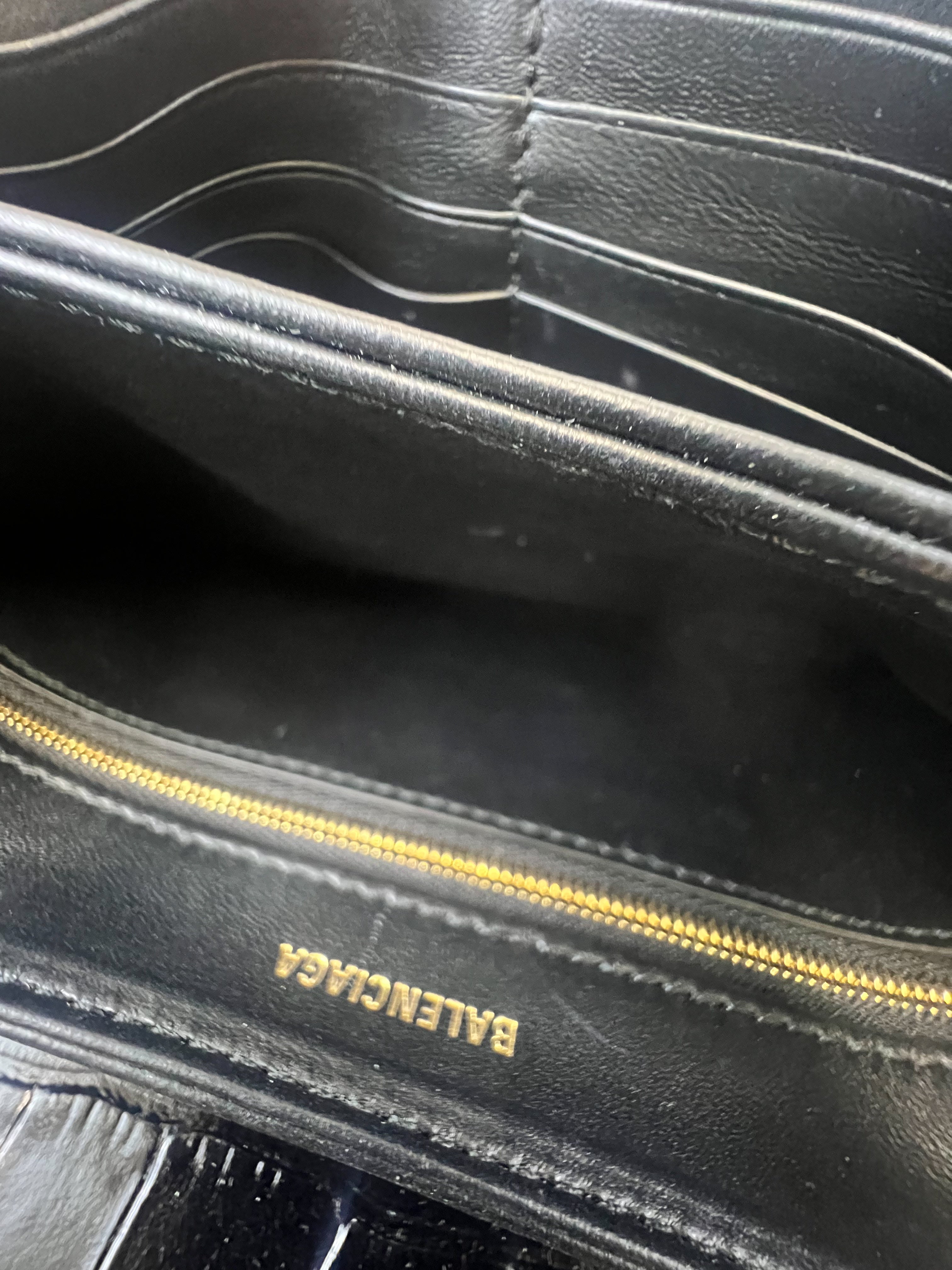 Balenciaga Triplet Croc Embossed Leather Shoulder Bag