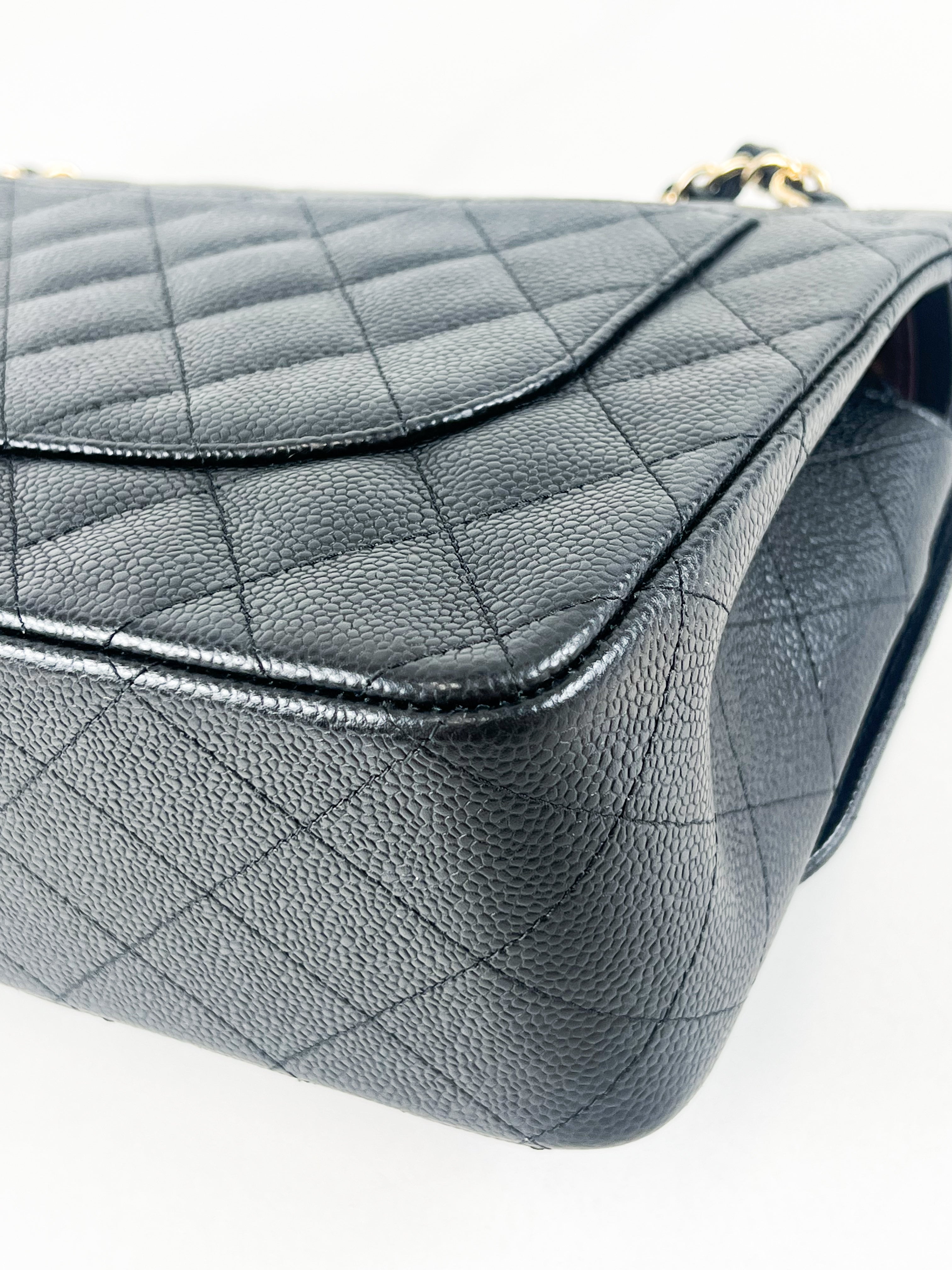 Chanel Jumbo Black Classic Double Flap Caviar Shoulder Bag