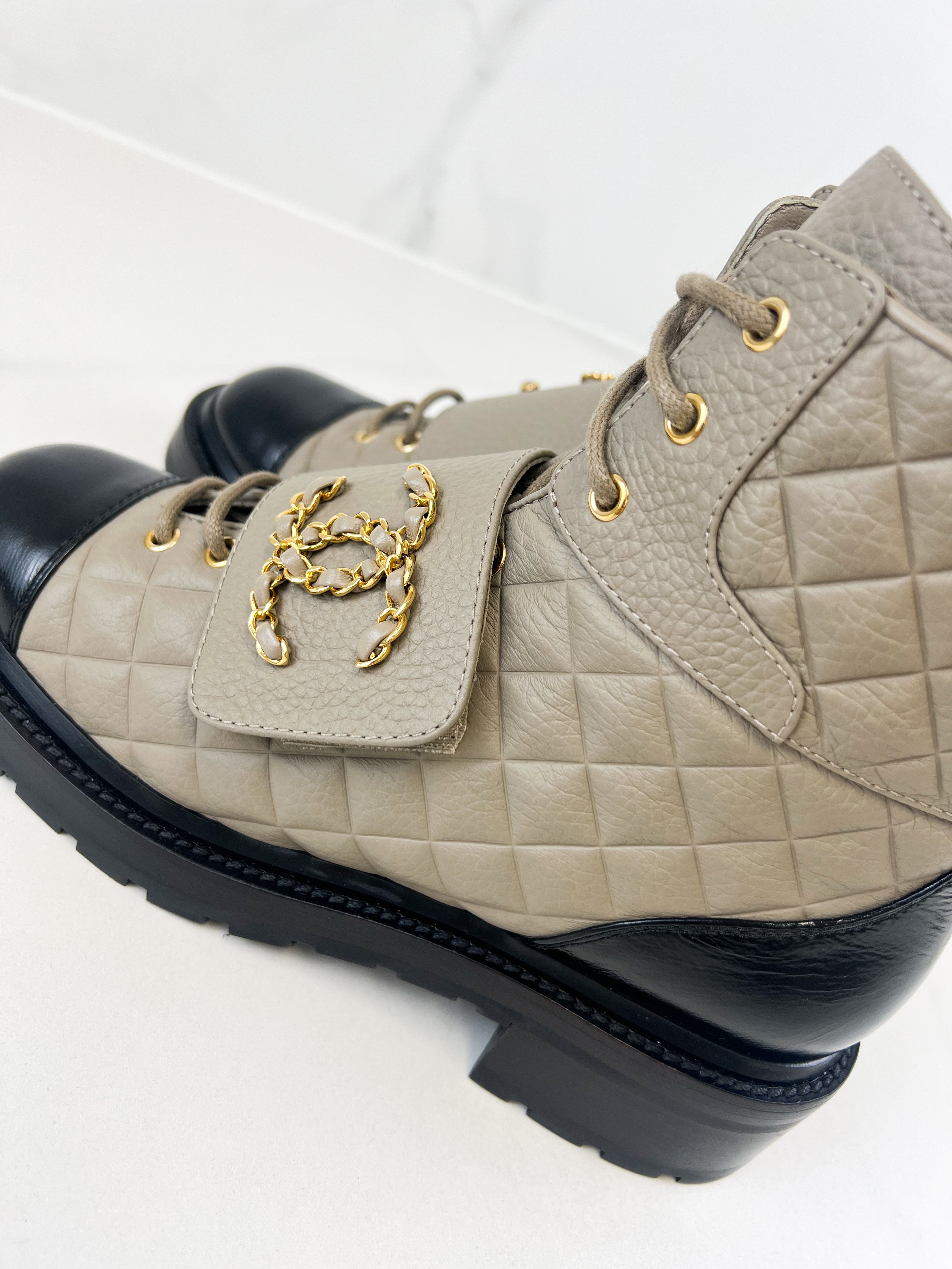 Chanel Quilted Combat Boot Size 40