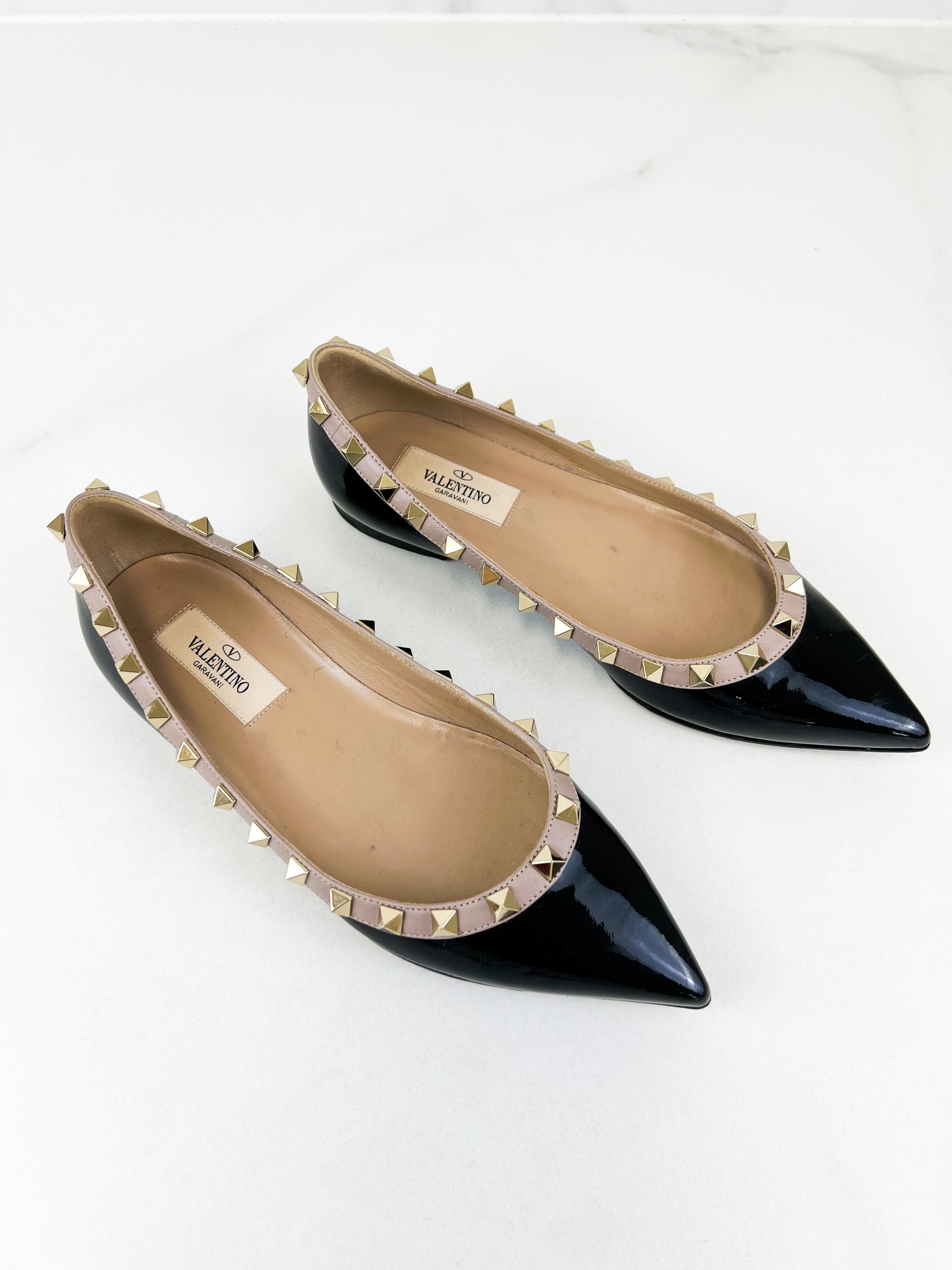 Valentino Garavani Rockstud Black Ballet Flat Size 35