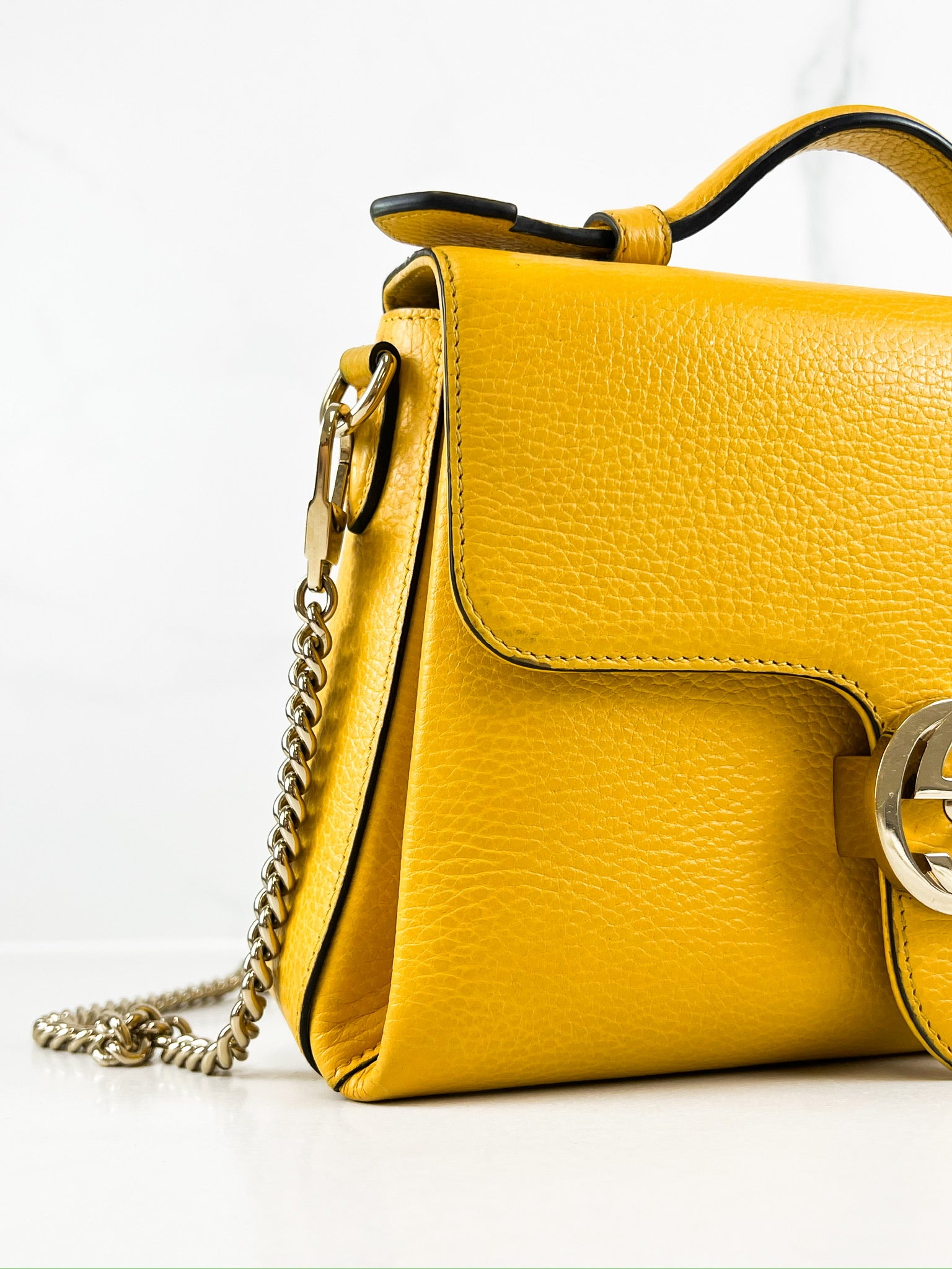 Gucci GG Yellow Top Handle with SHW - add interior pic on work phone