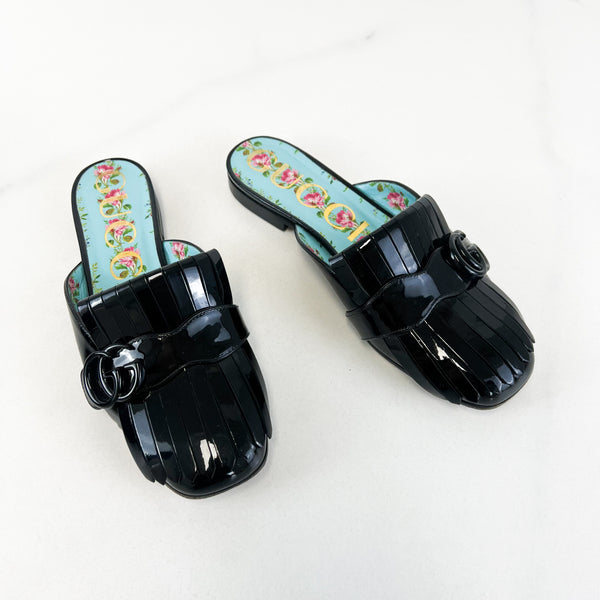 Gucci Black Patent Slipper Size 37