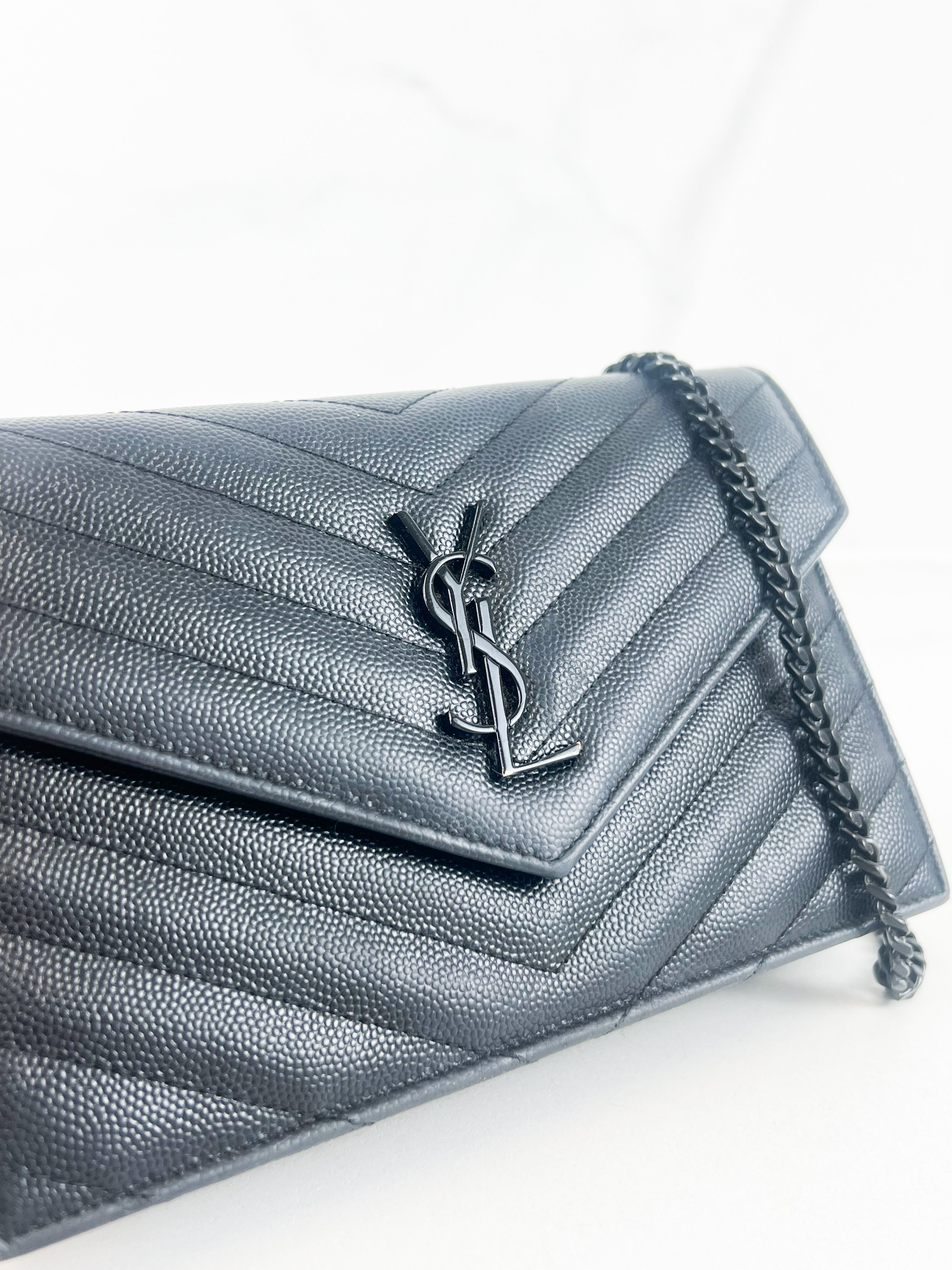Saint Laurent Black Cassandre Envelope WOC