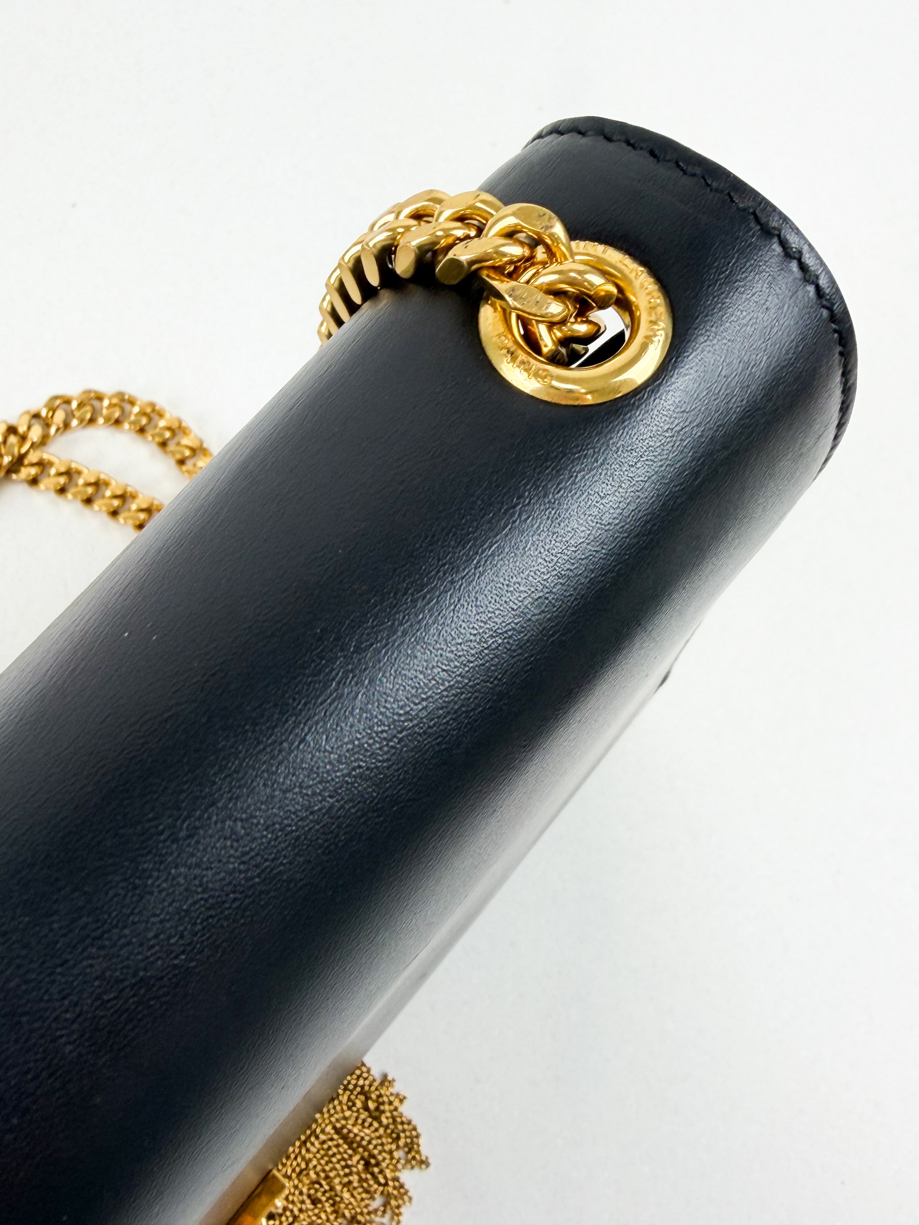 Saint Laurent Black Kate Medium Tassel Chain Bag with GHW