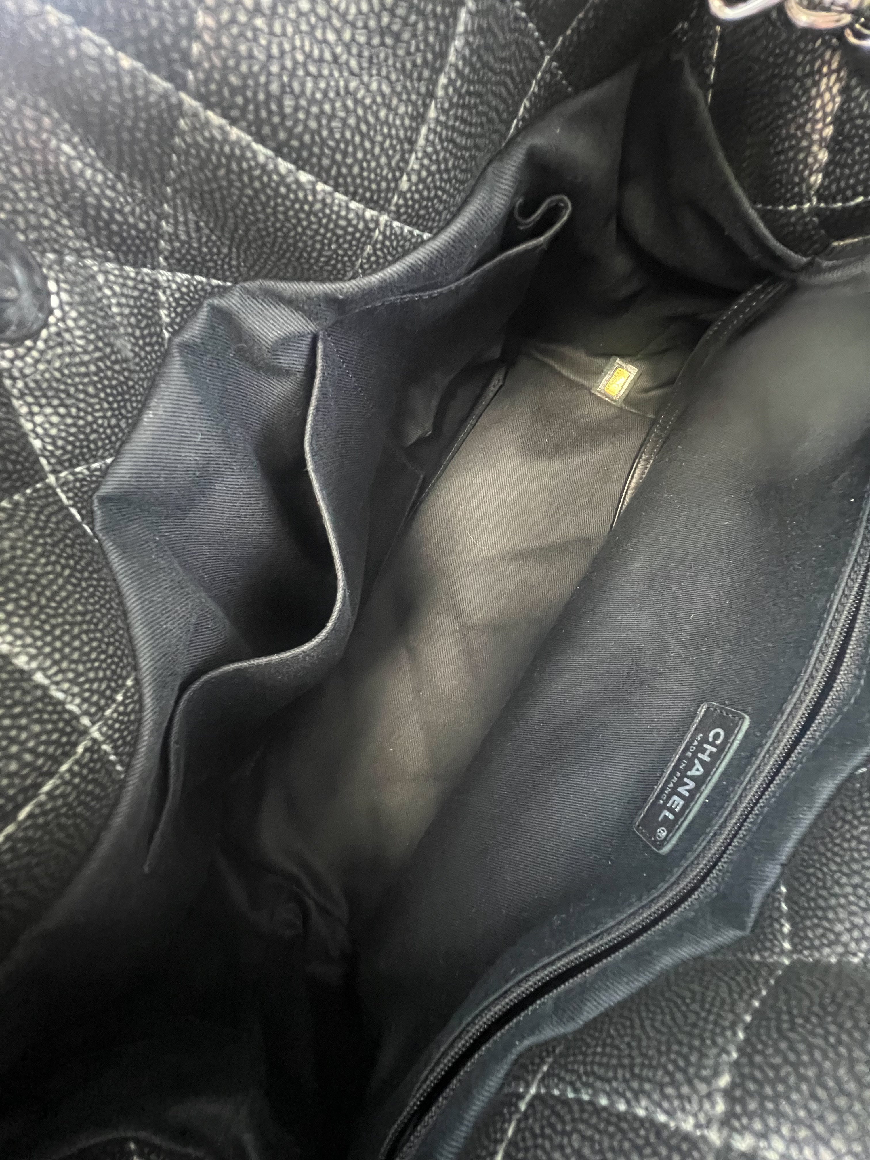 Chanel Gunmetal Grey Caviar CC Shoulder Bag