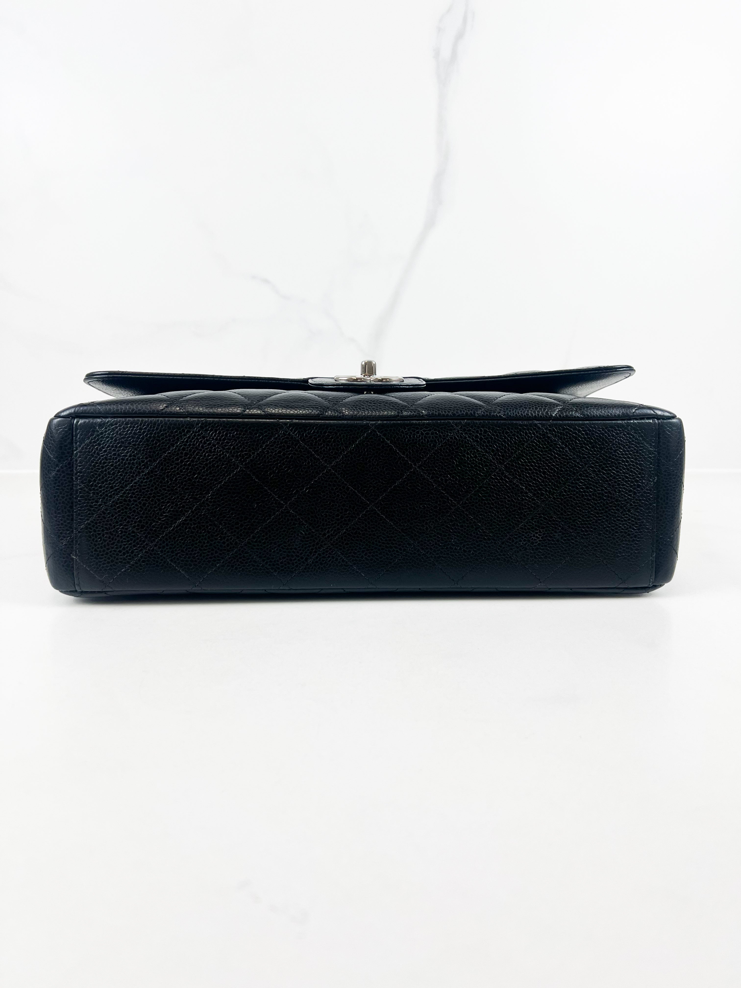 Chanel Jumbo Black Classic Double Flap Caviar Shoulder Bag