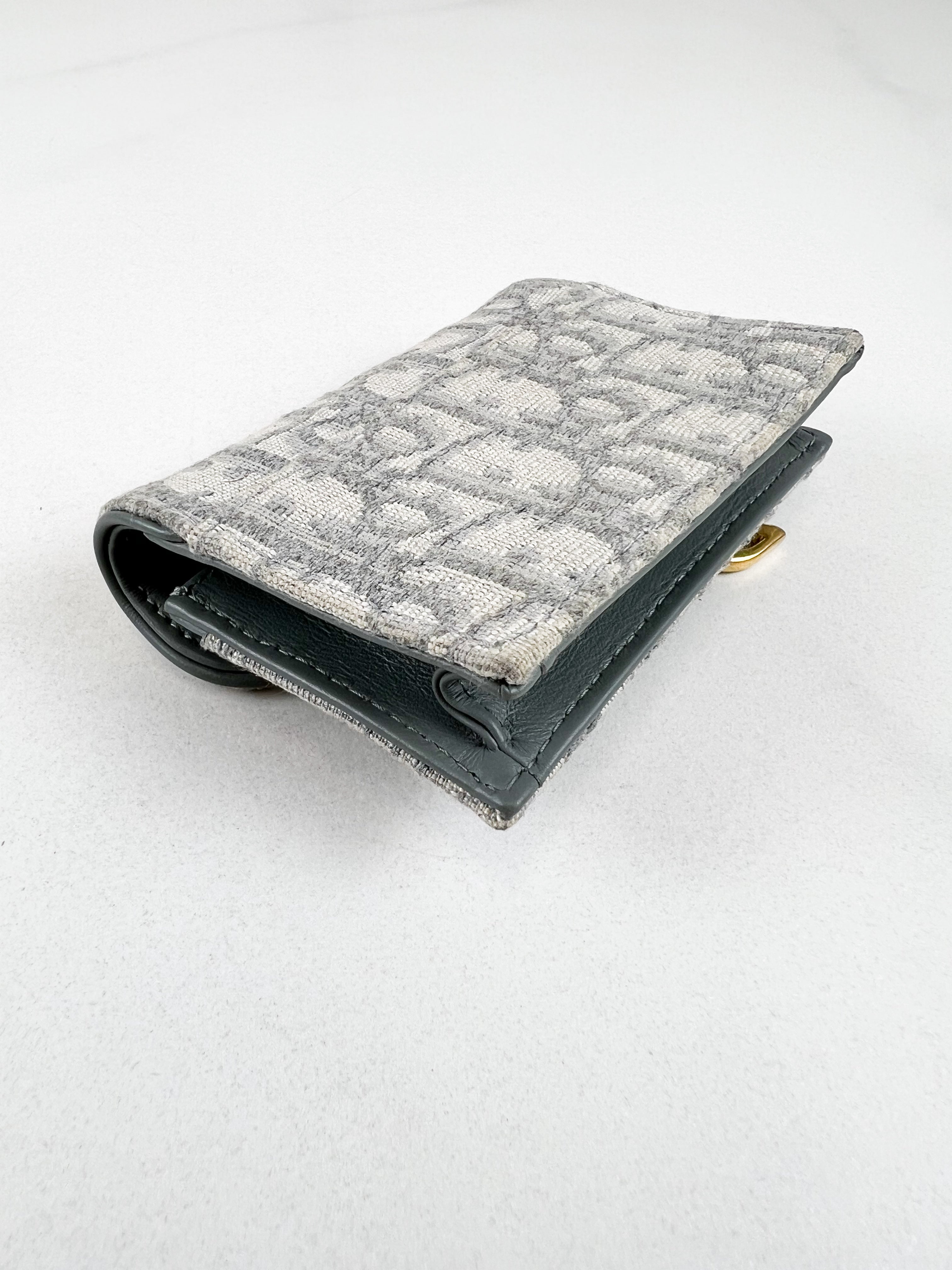 Christian Dior Grey Oblique Jacquard Card Holder