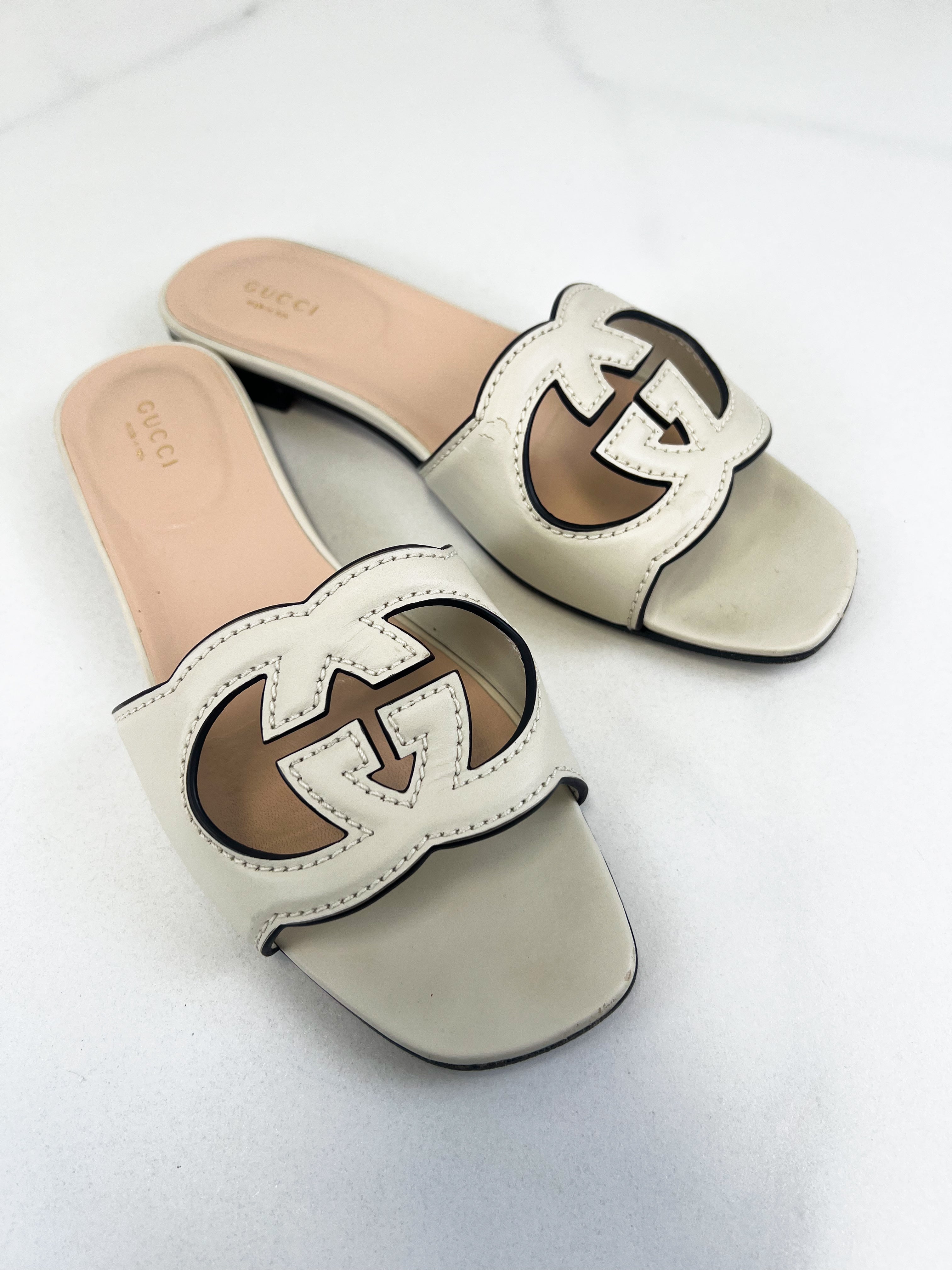 Gucci Interlocking G Cut Out Sandals Size 38.5