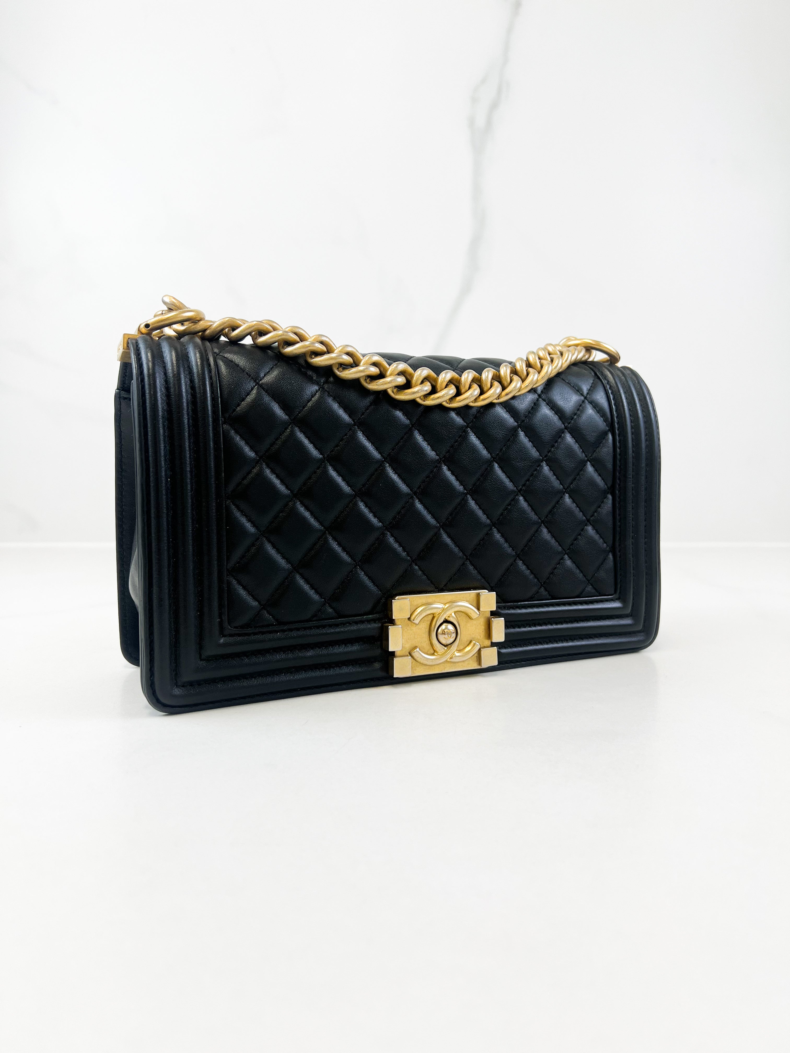 Chanel Black Old Medium Calfskin Boy Bag GHW