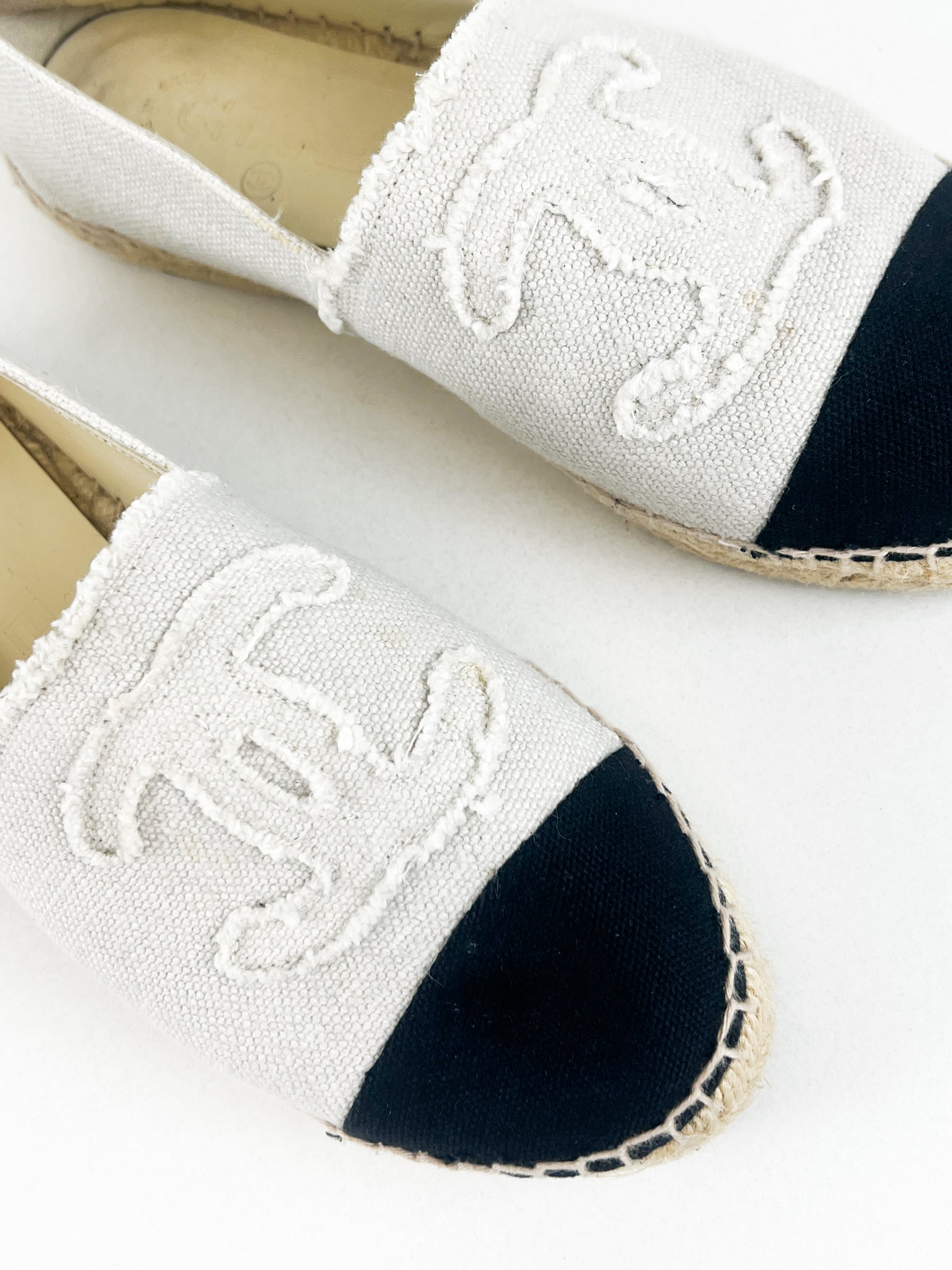 Chanel CC Canvas Espadrille Size 37