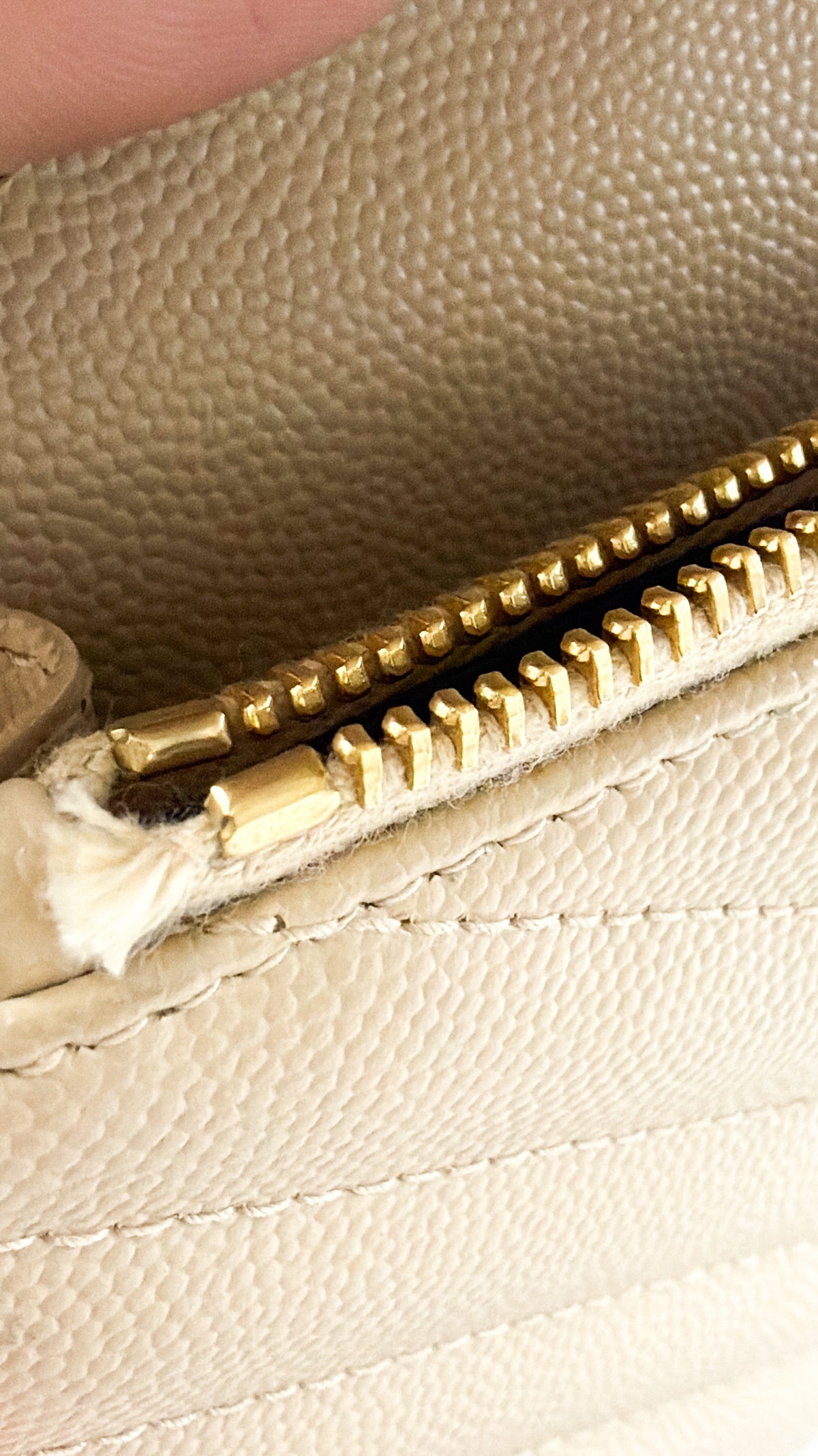 Saint Laurent Dark Beige Cassandre Envelope WOC in Grain De Poudre Leather with GHW