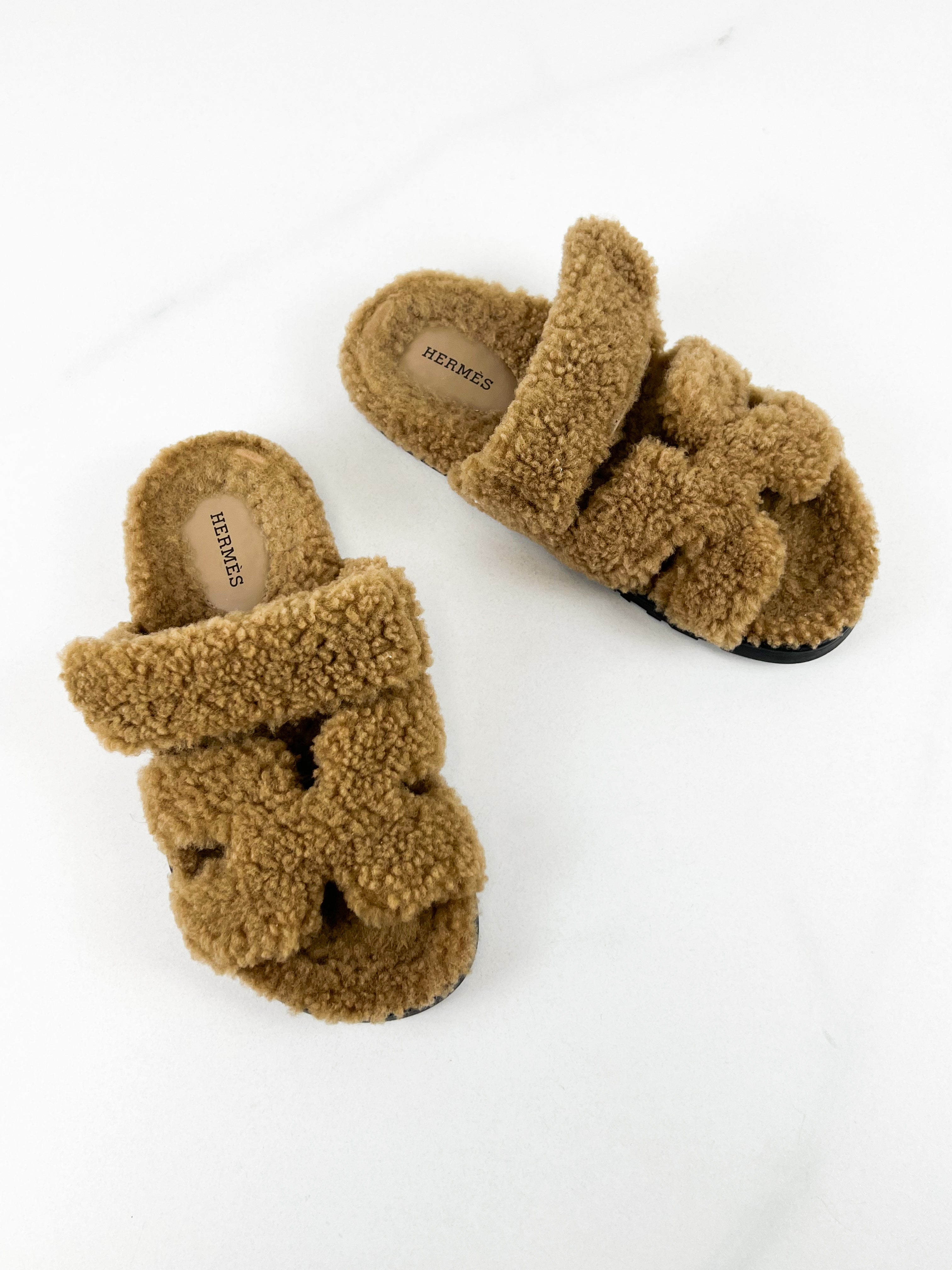 Hermes Chypre Shearling Sandals Size 37