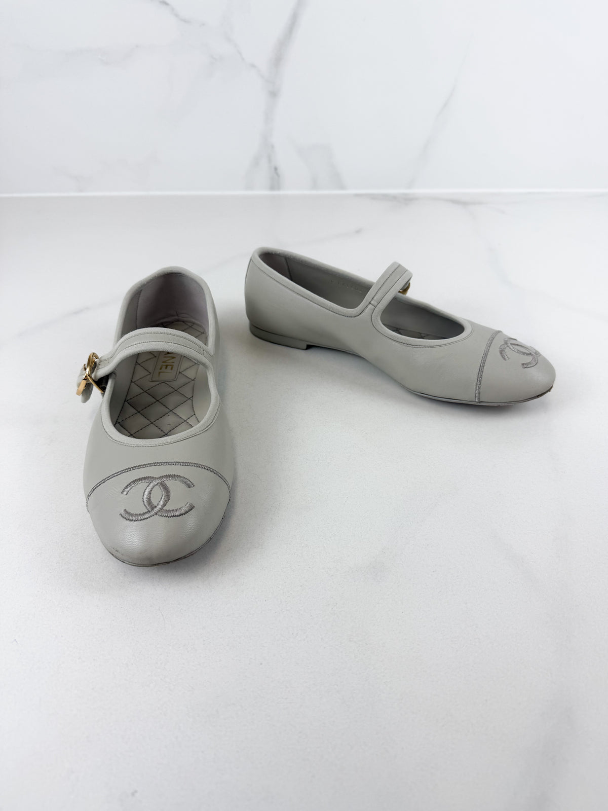 Chanel Lambskin Mary Jane Flats Size 37.5