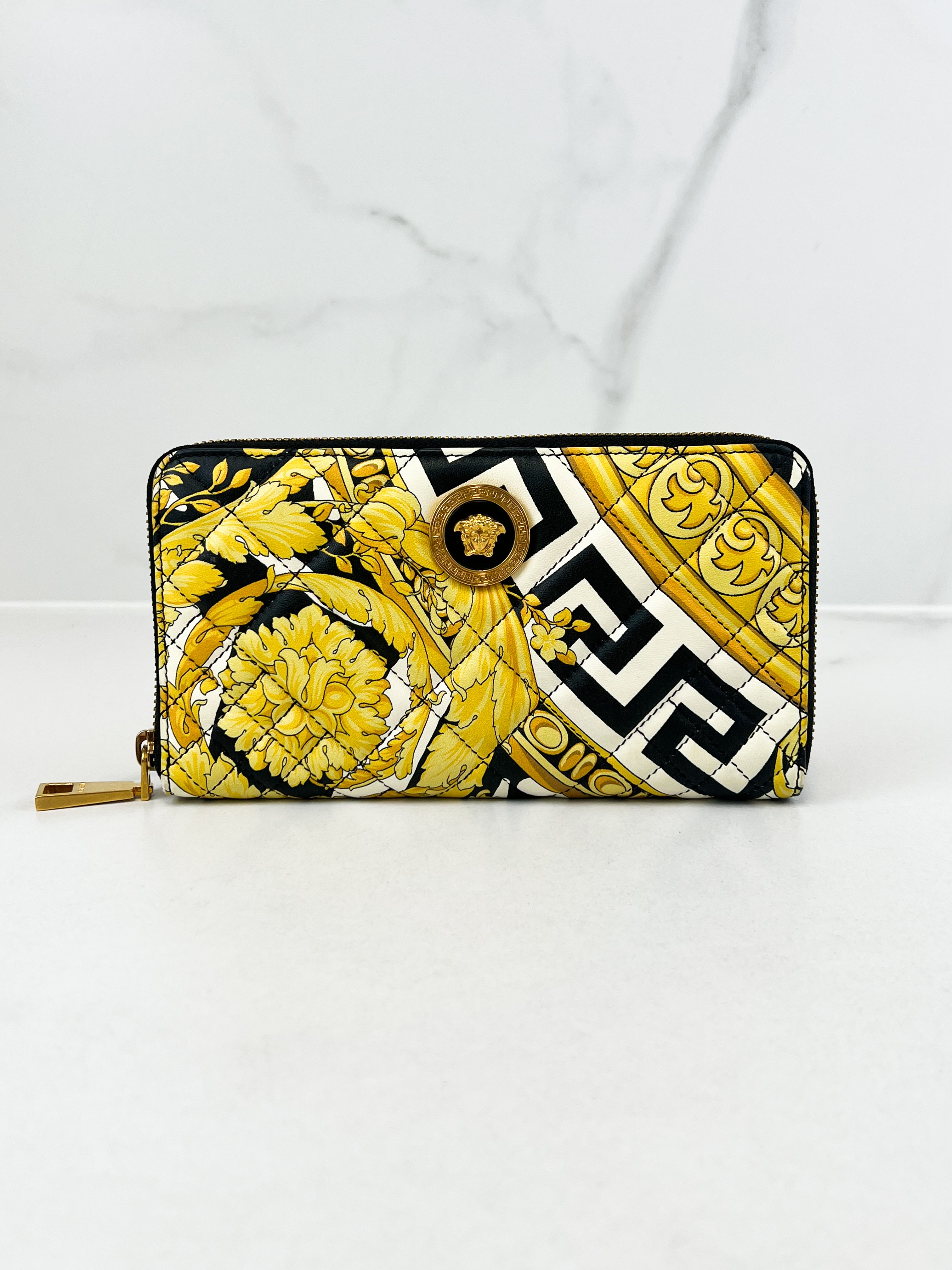 Black & Yellow Leather Tribute Zip Wallet