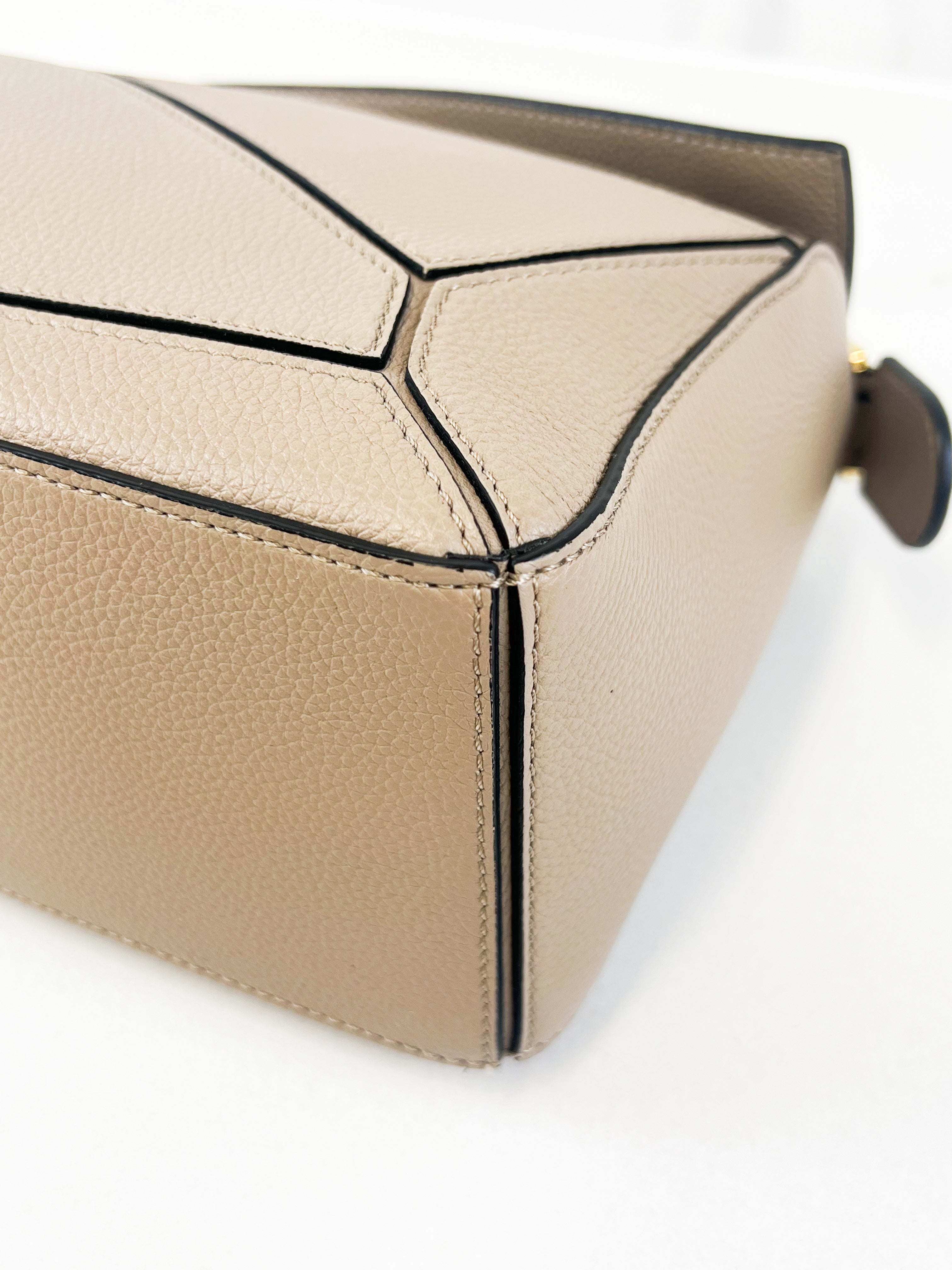 Loewe Puzzle Small Leather Shoulder Bag in Taupe
