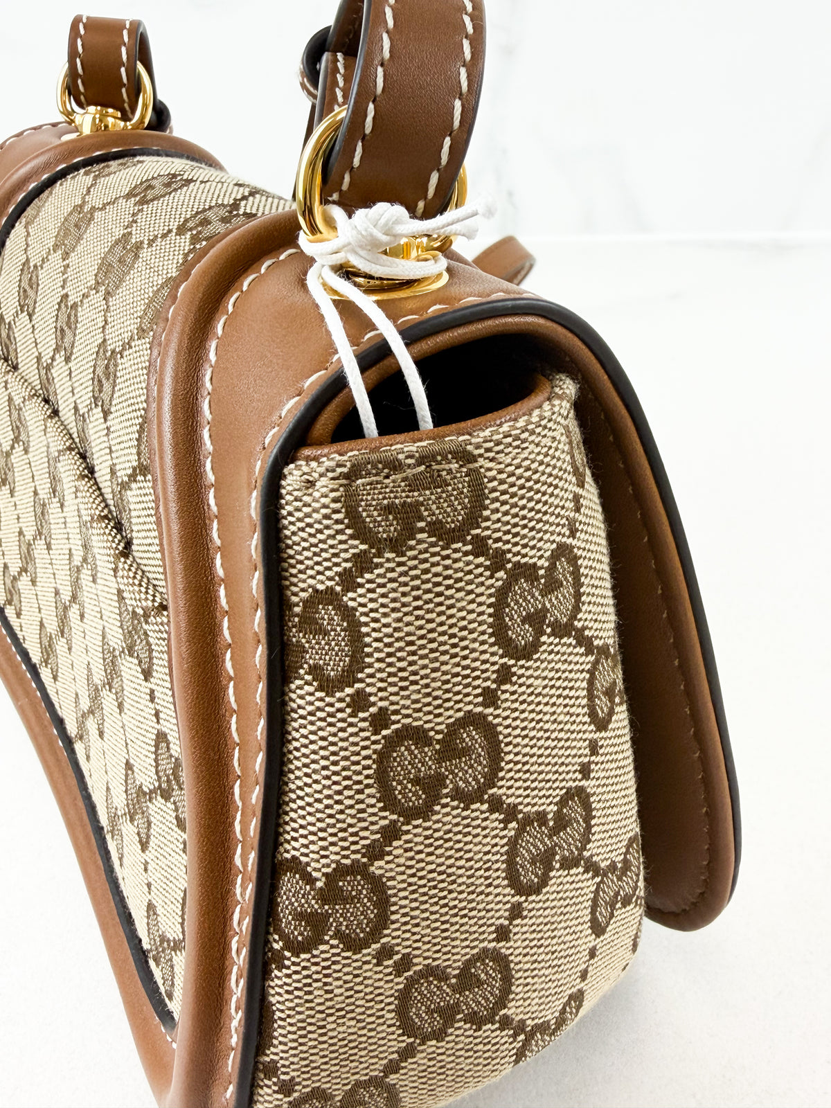 Gucci Blondie Small Shoulder Bag In Beige Coated Canvas