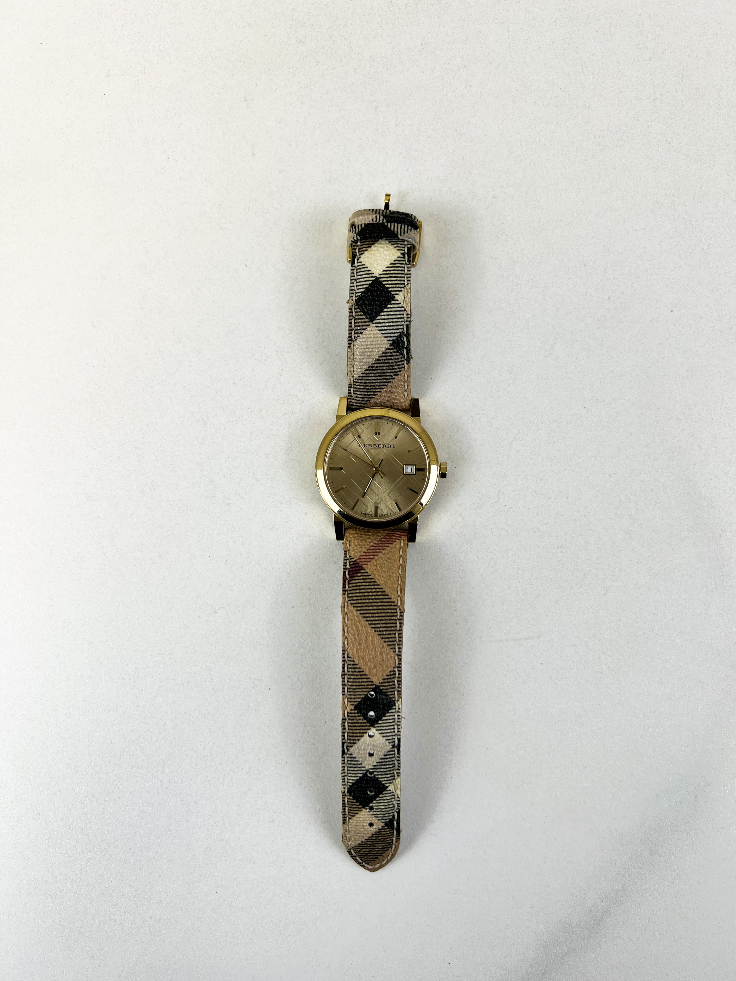 Burberry BU9026 The City Champagne Dial Check Watch 36mm
