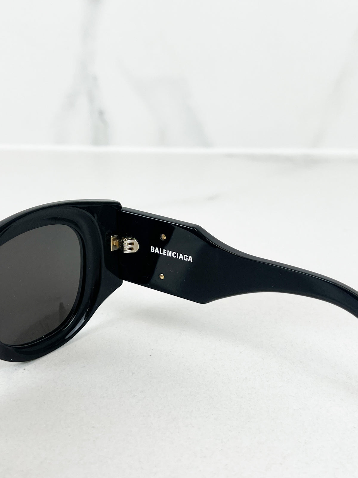 Balenciaga Black Frame Logo Sunglasses