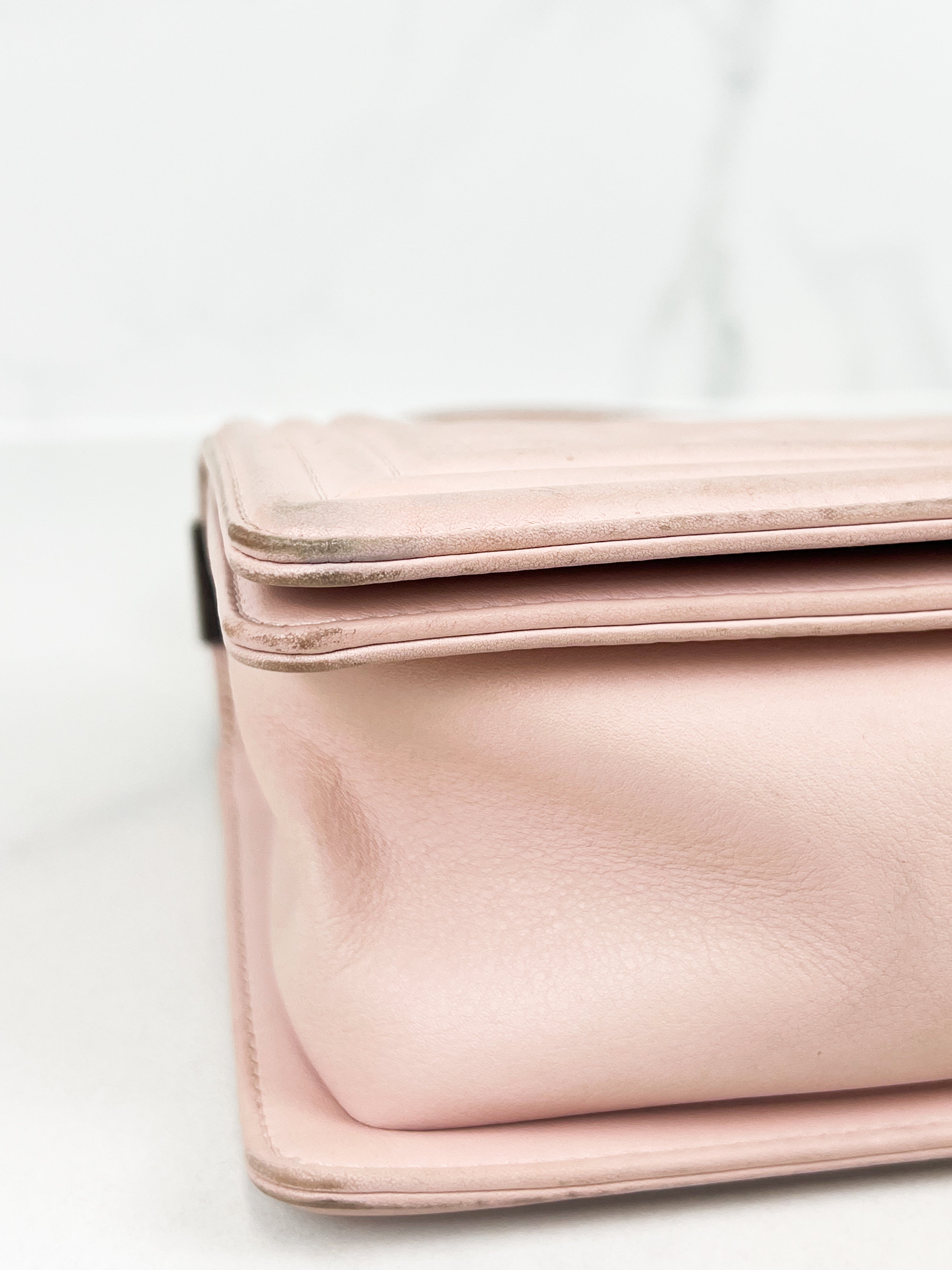 Chanel Old Medium Boy Bag in Pink Quilted Calfskin with Ruthenium Hardware