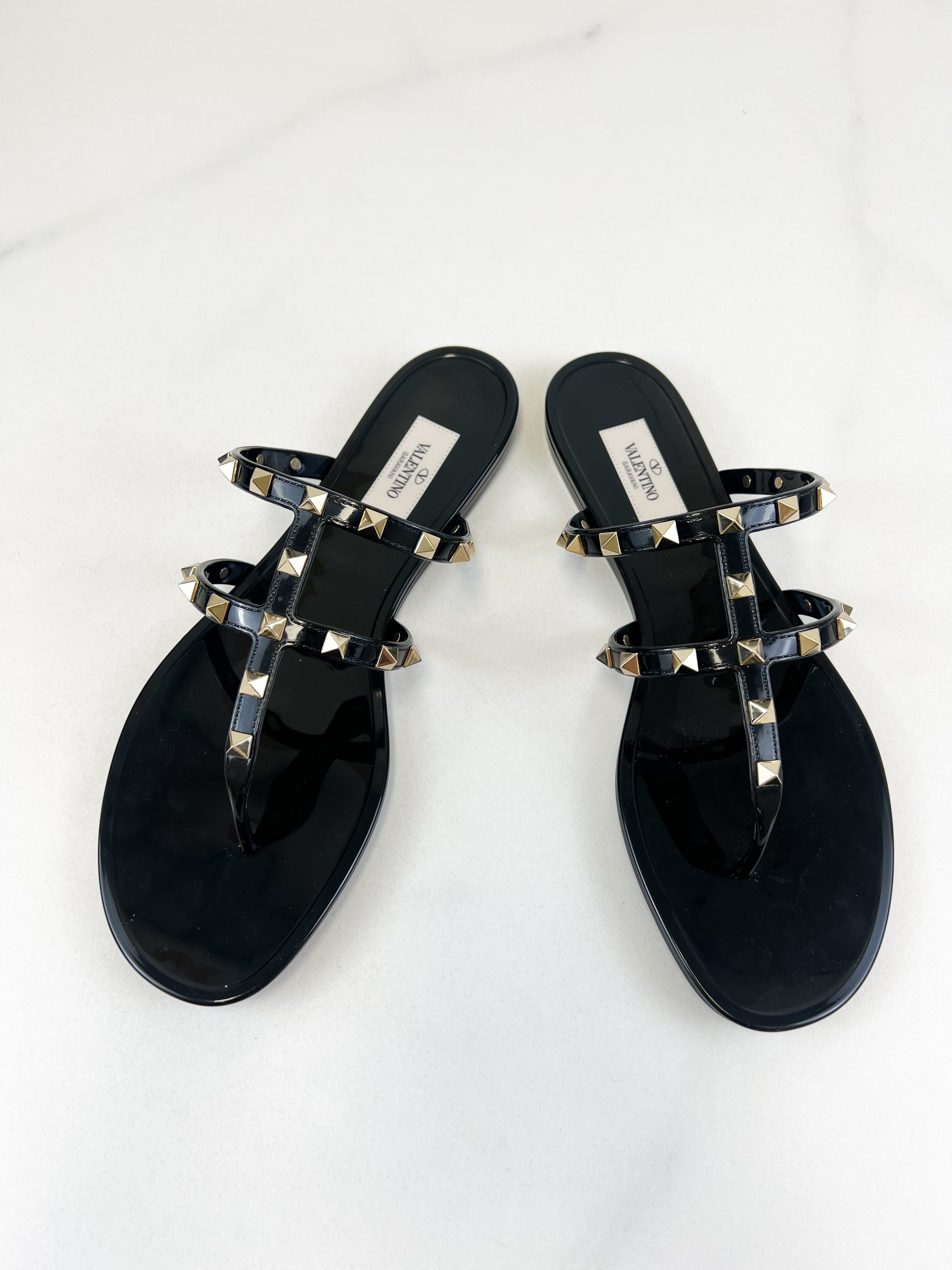Valentino Garavani Rockstud PVC Thong Sandal Size 41
