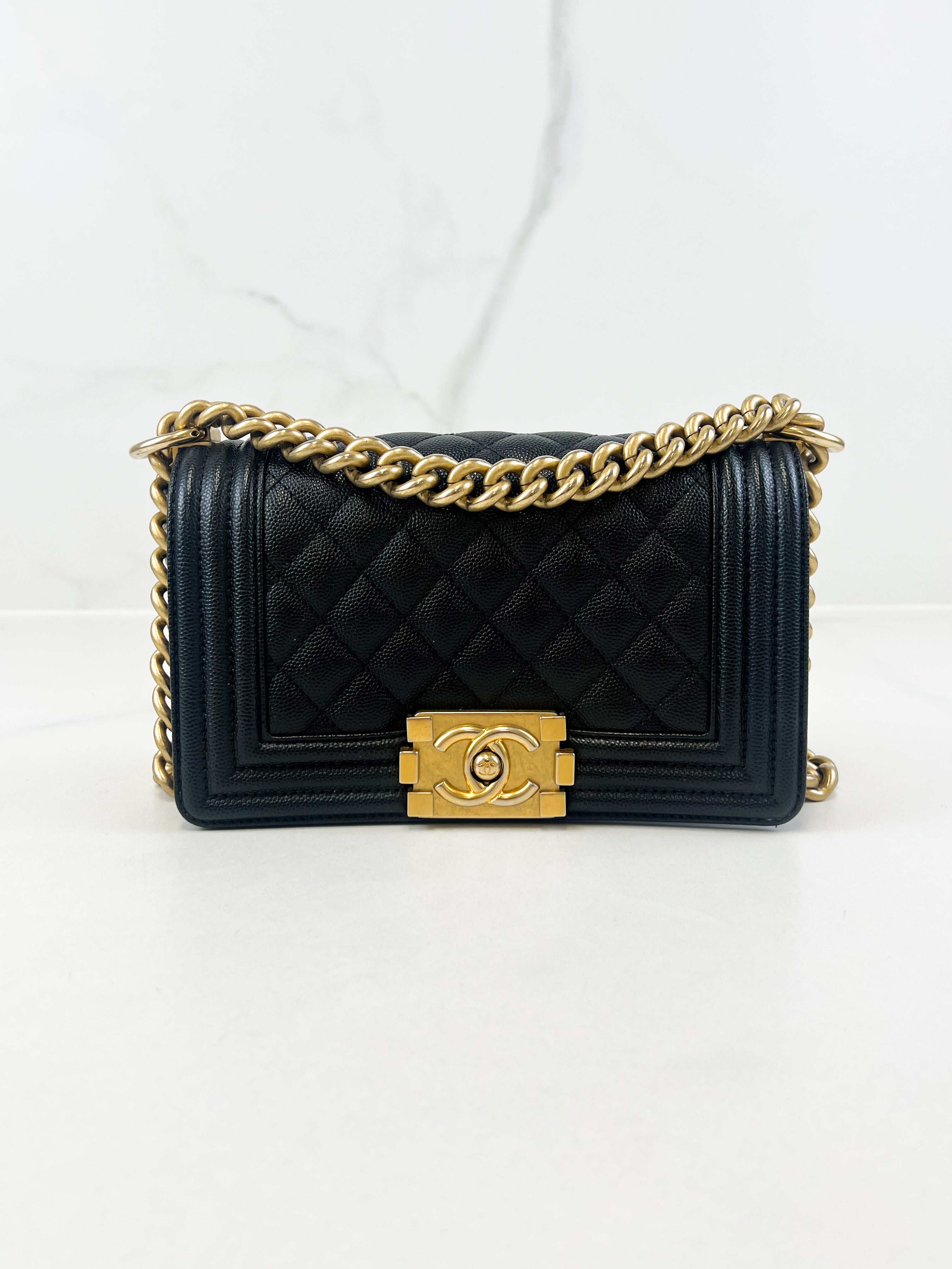 Chanel Caviar Small Boy Bag with Gold Hardware