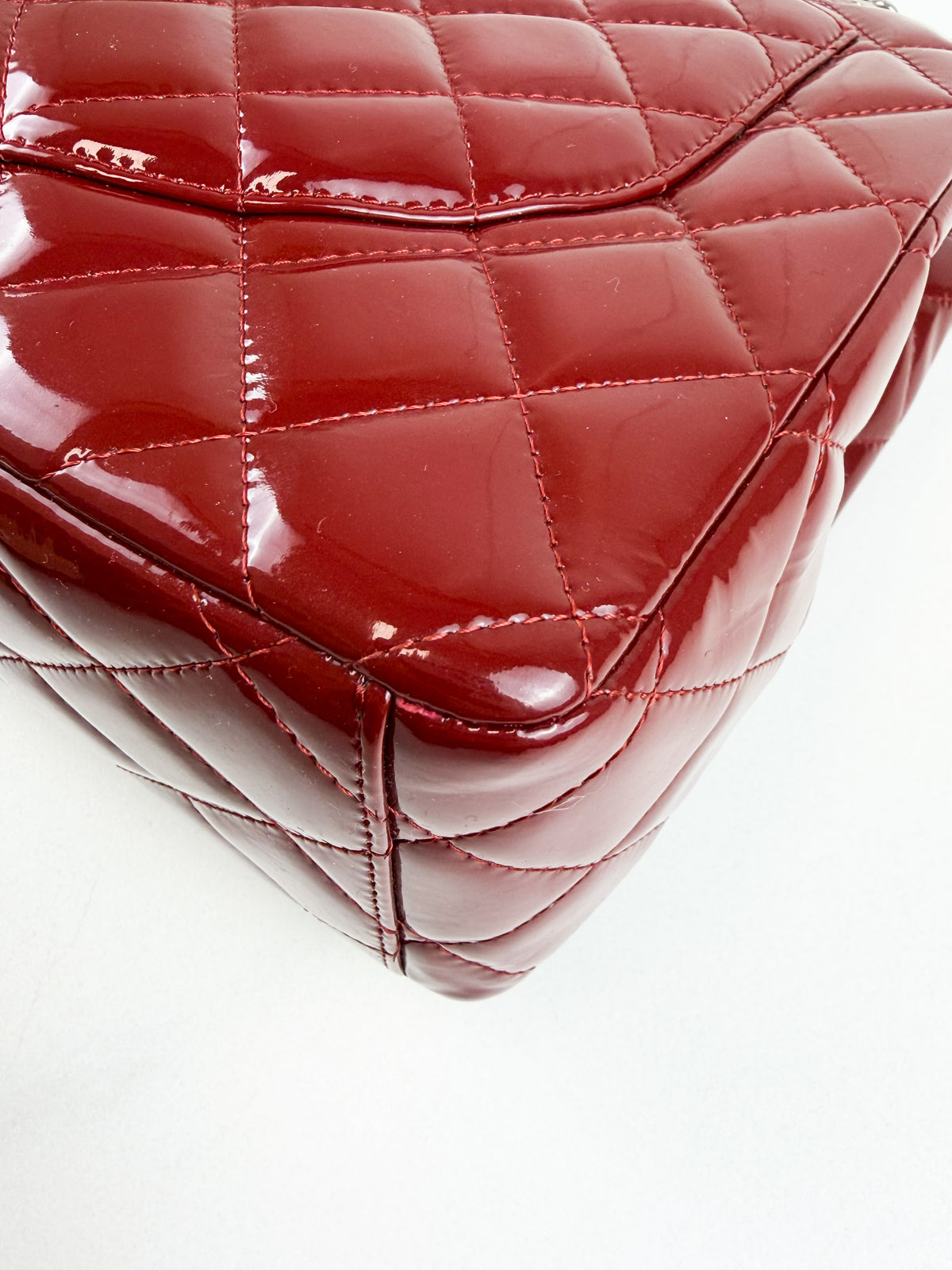 Chanel Red Patent Classic Jumbo Double Flap Bag