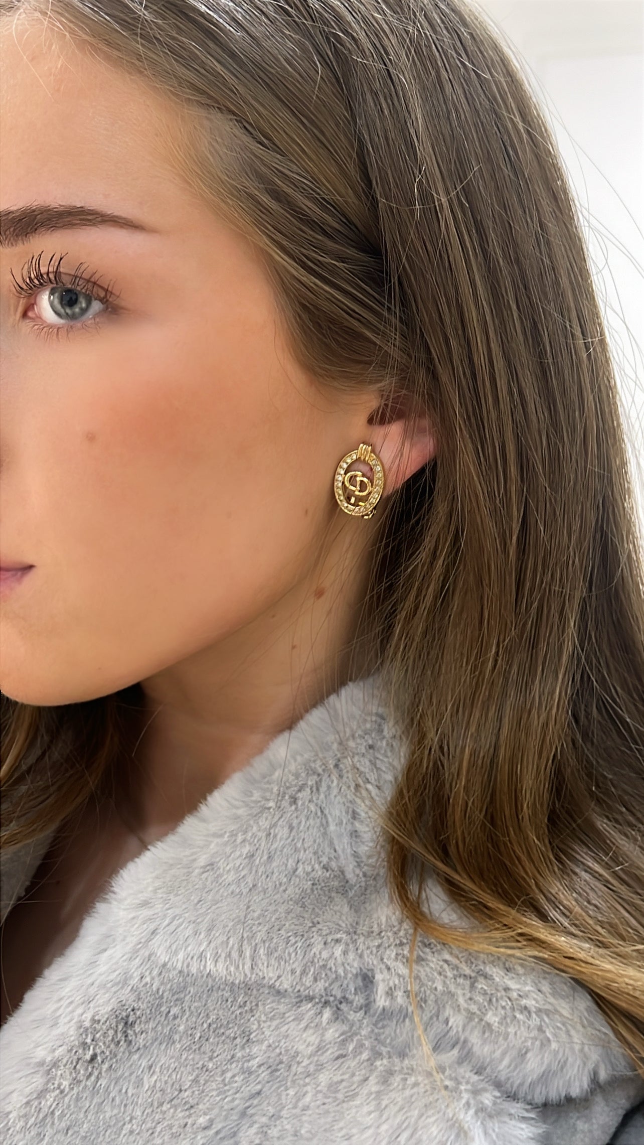 Christian Dior CD Logo Clip Earrings in Gold