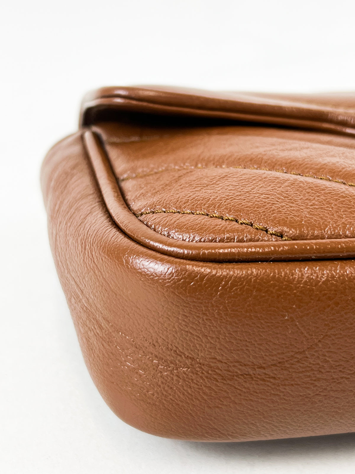 Gucci Brown Leather GG Marmont Matelasse Super Mini Bag