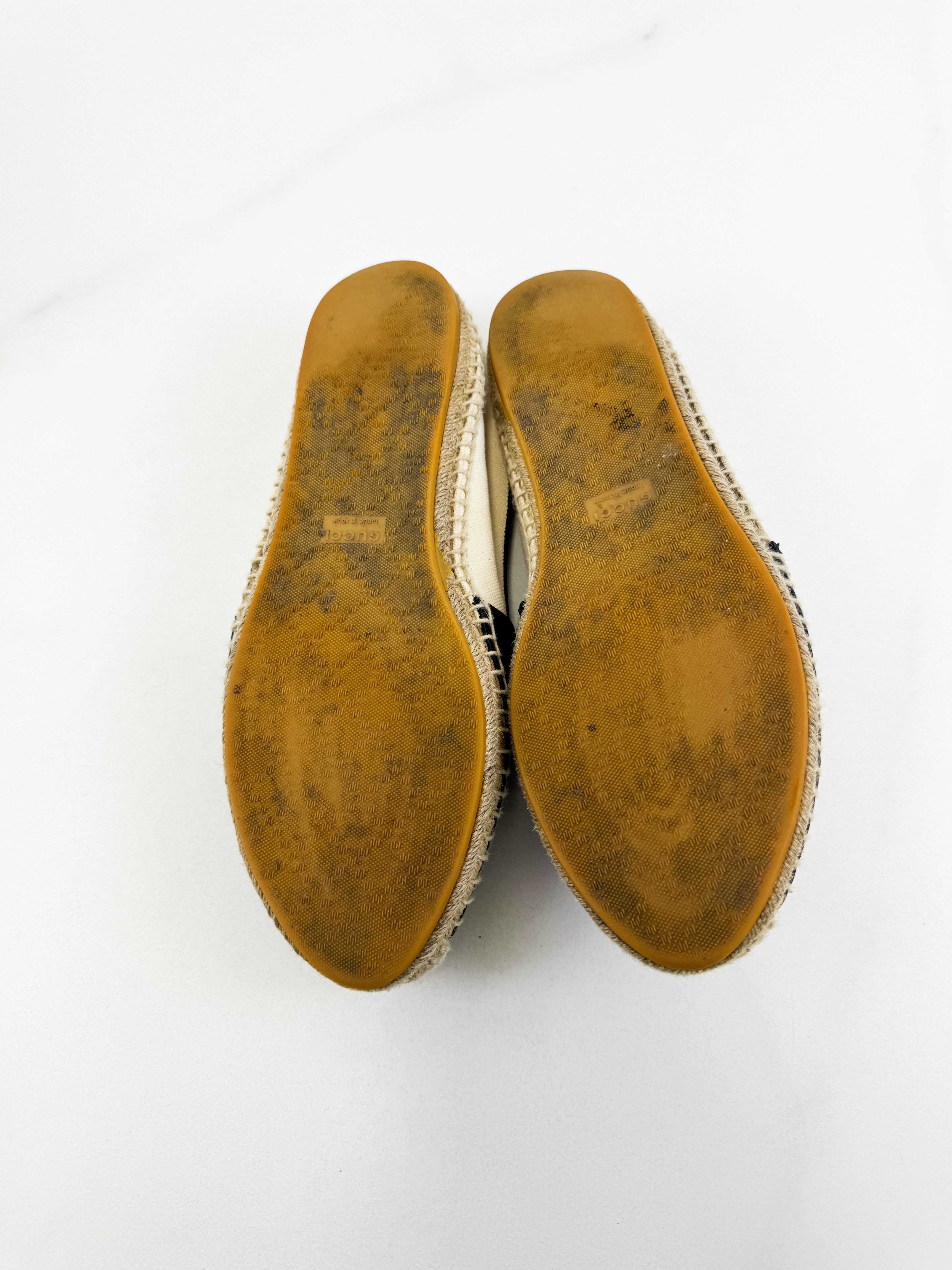 Gucci Leather/Canvas GG Logo Espadrille Size 38.5