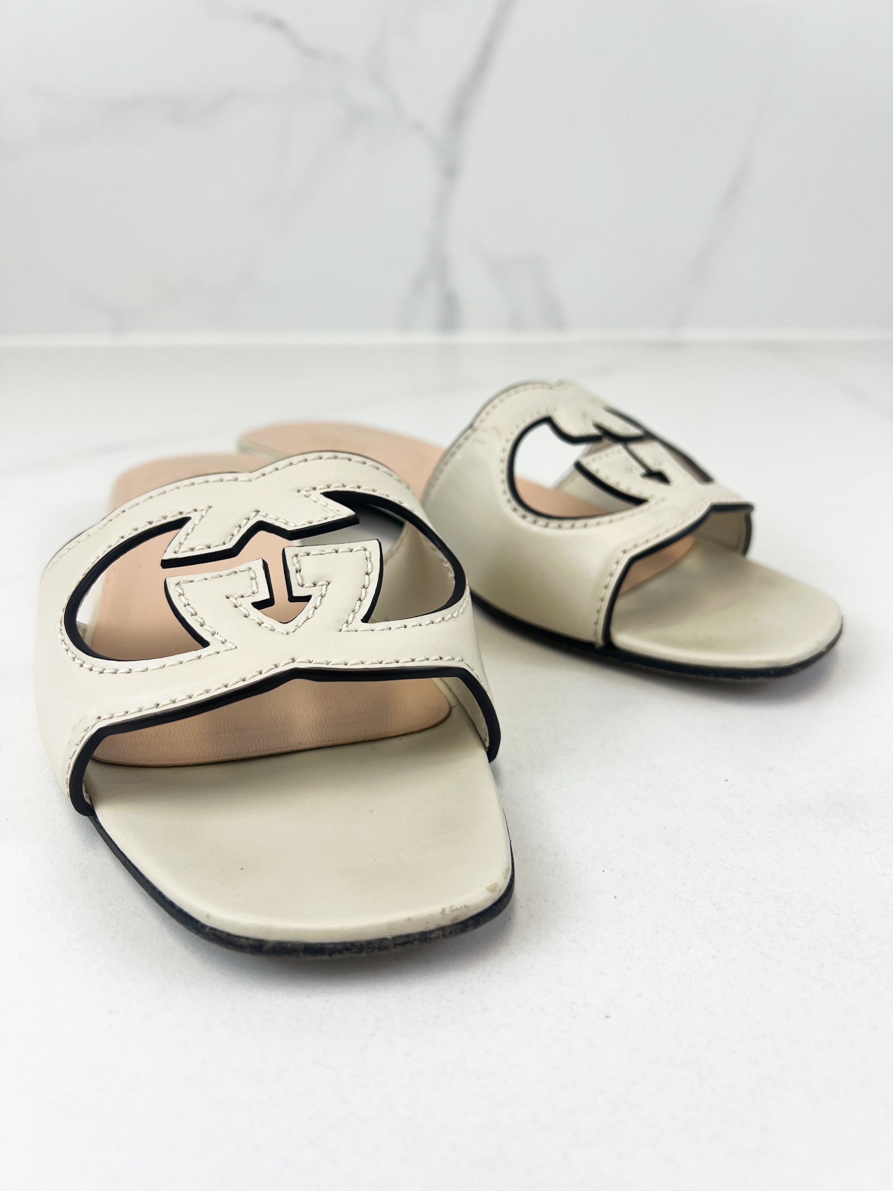 Gucci Interlocking G Cut Out Sandals Size 38.5