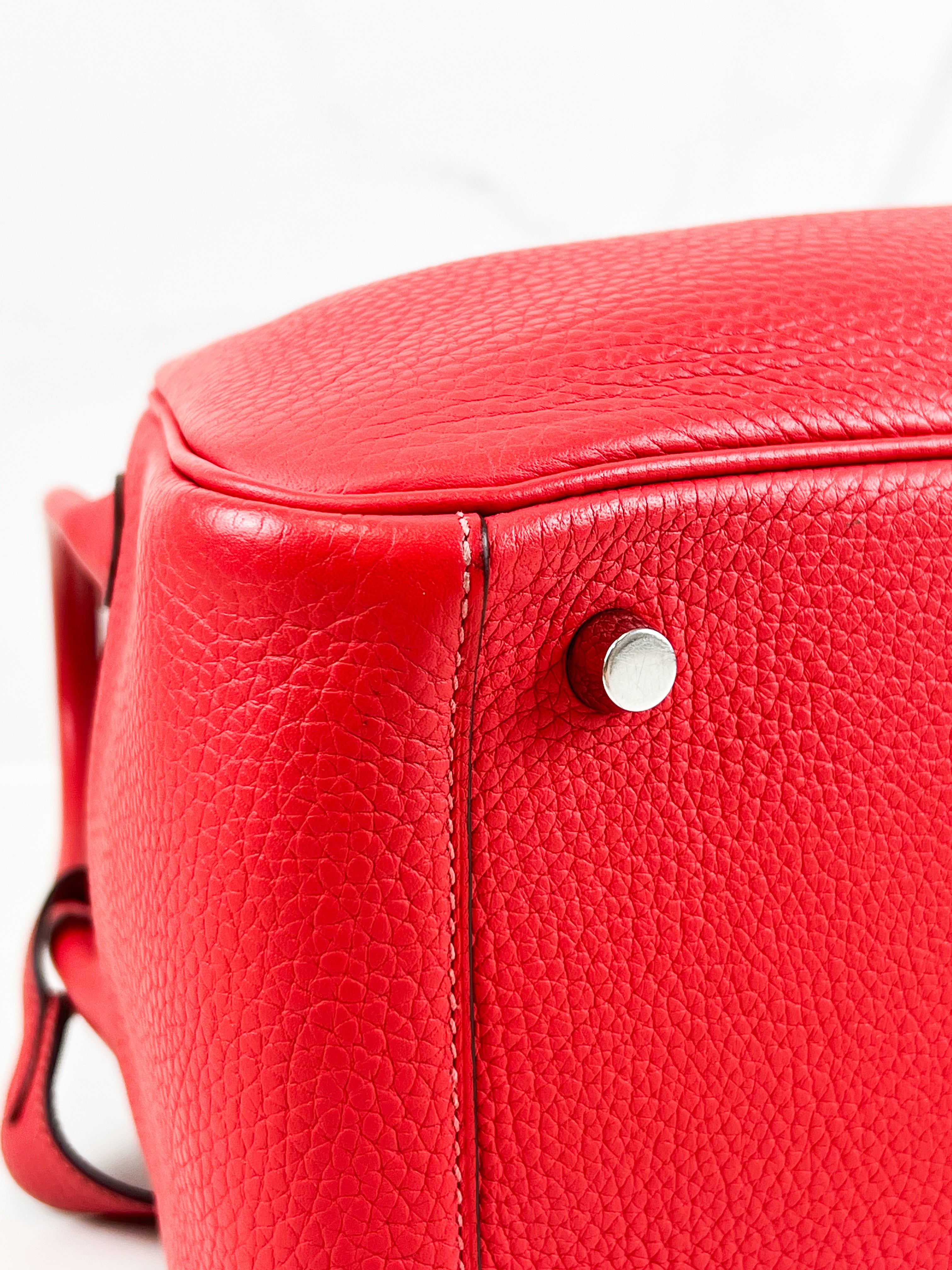 Hermes Sac Lindy 26 Taurillon Clemence 2R Rouge Pivoine