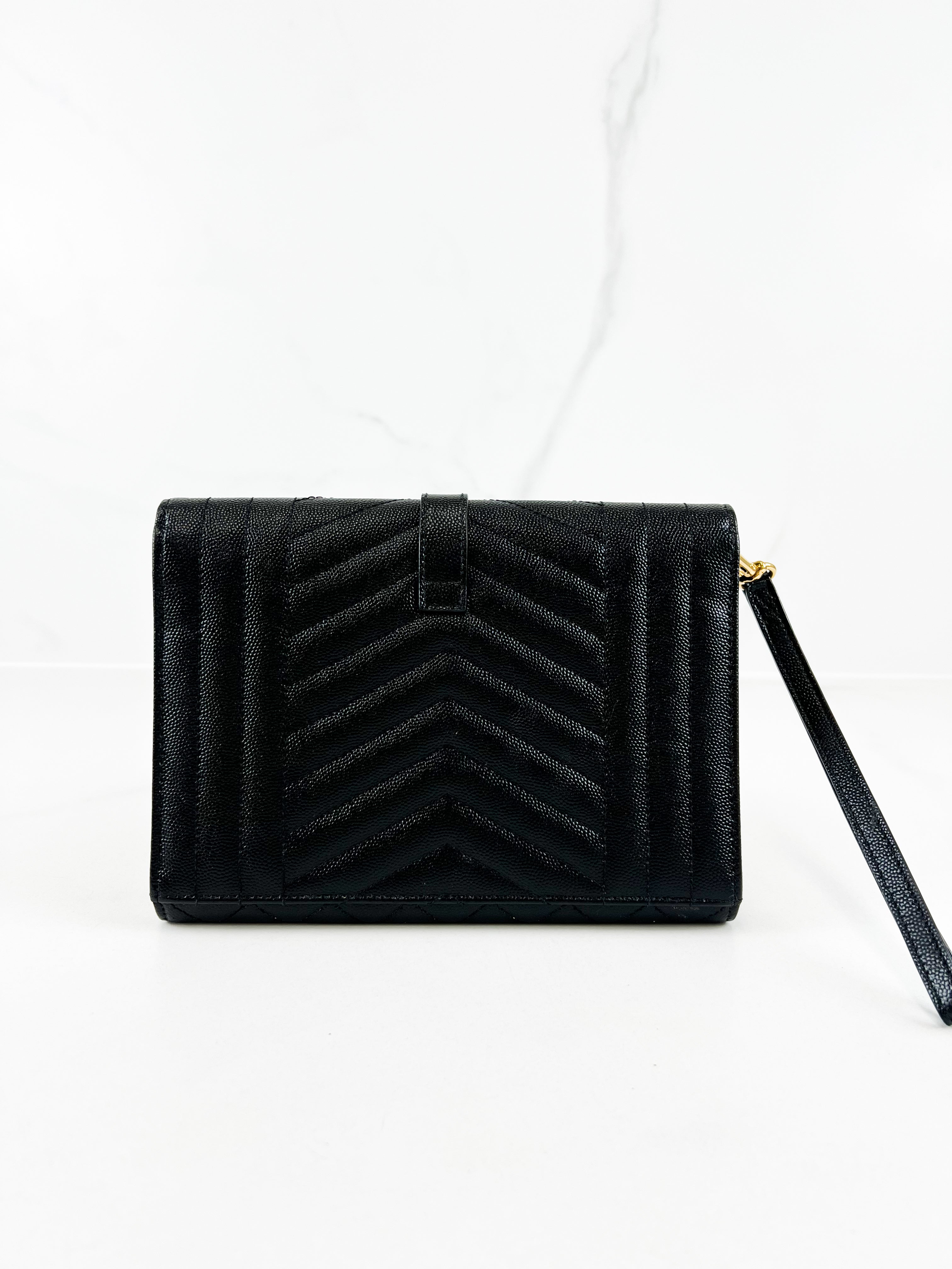 Saint Laurent Black Cassandre Envelope Pouch