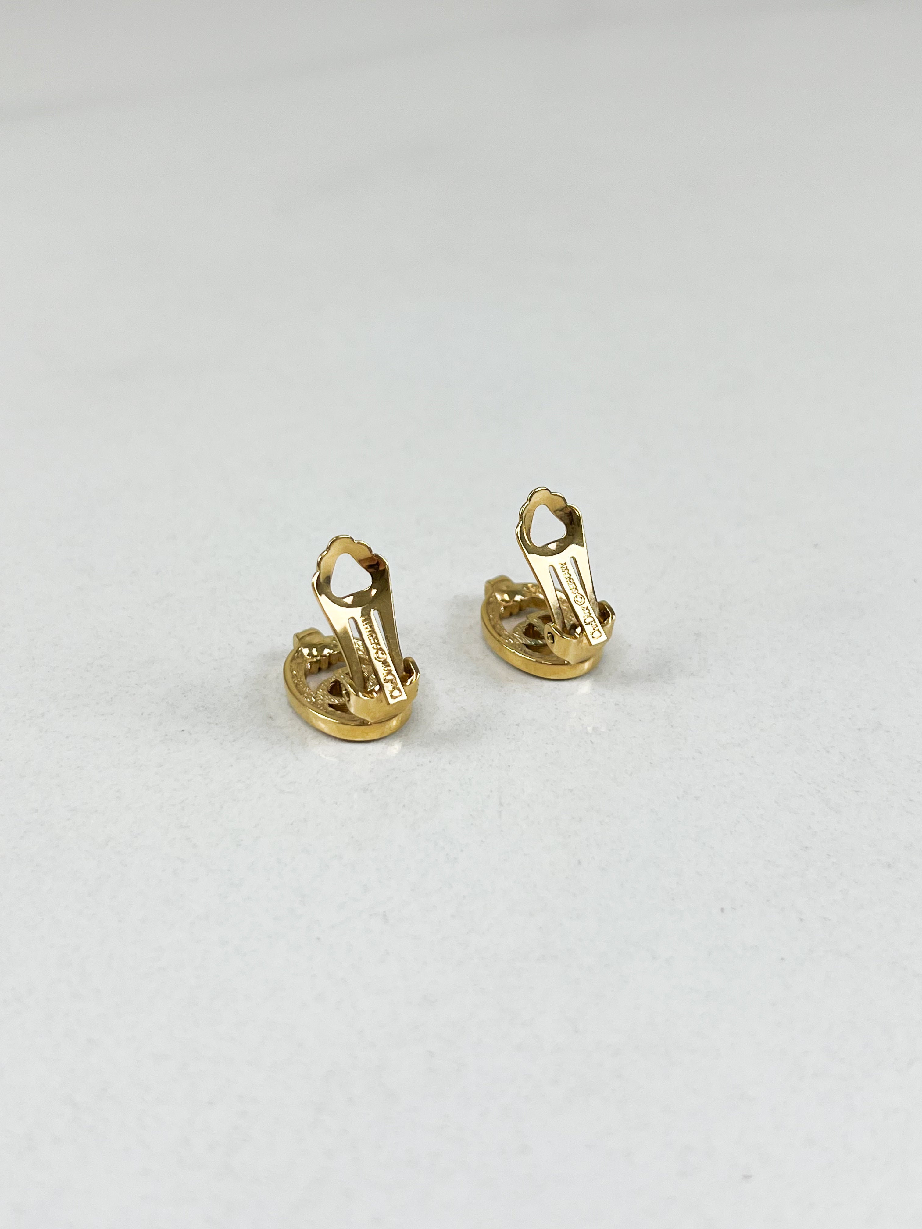 Christian Dior CD Logo Clip Earrings in Gold