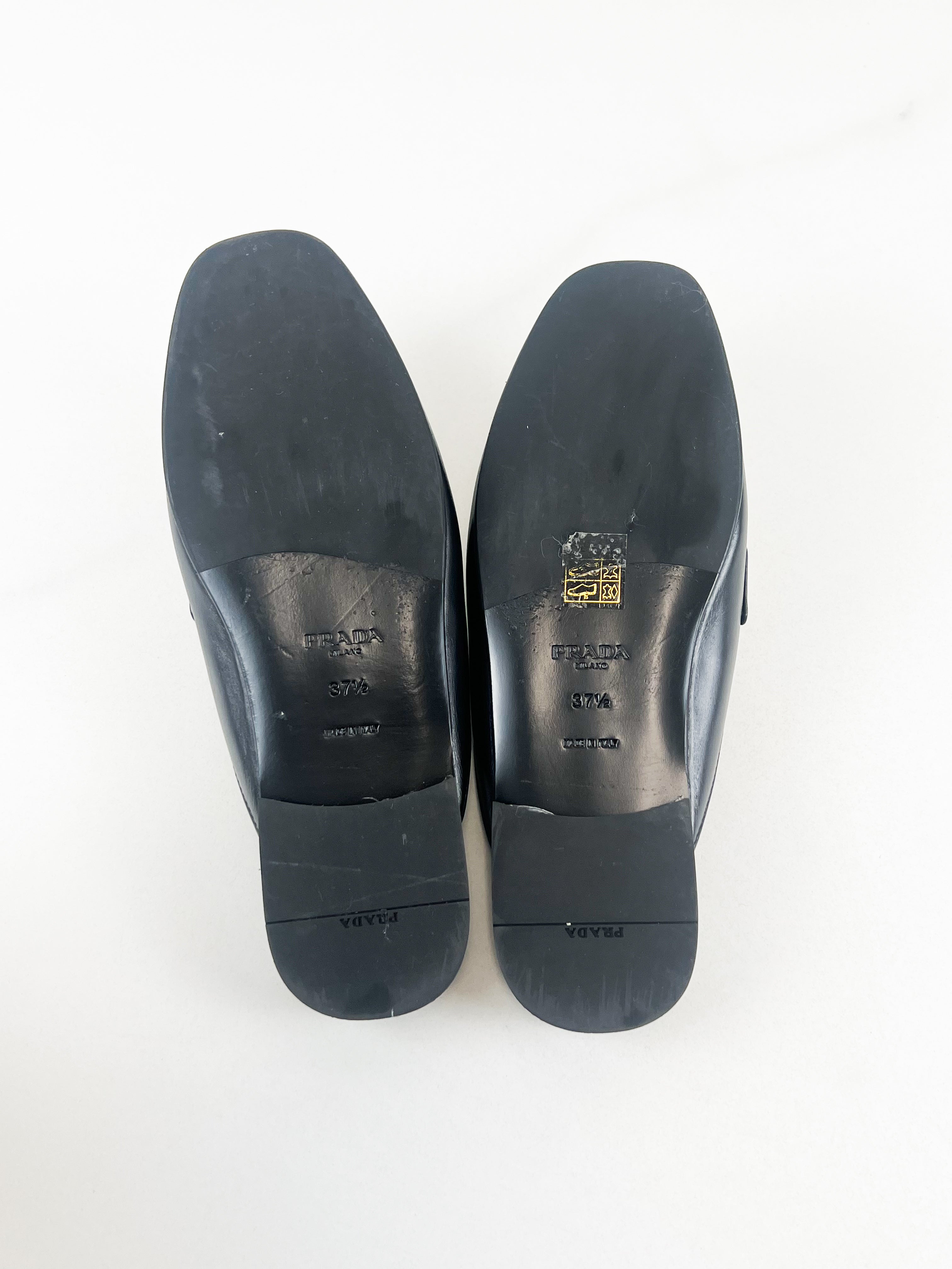 Prada Black Brushed leather Mules Size 37.5