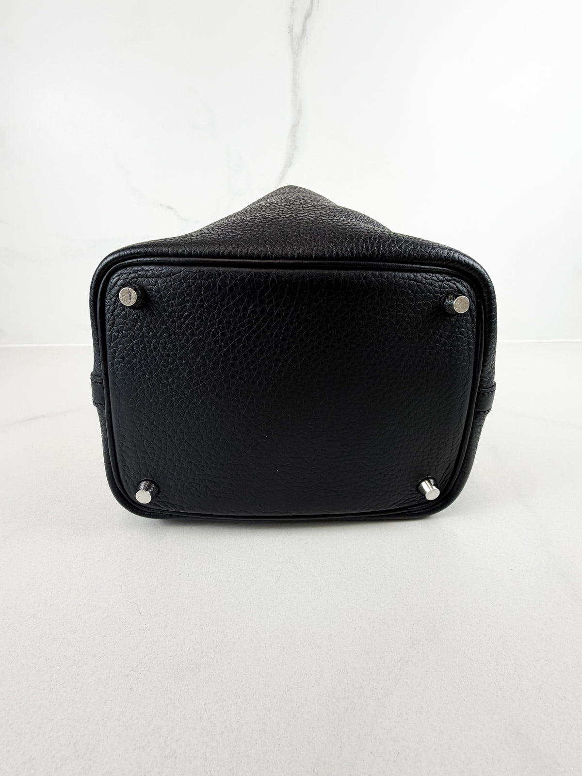 Hermes Picotin 22 Lock Textured Grained Black Leather