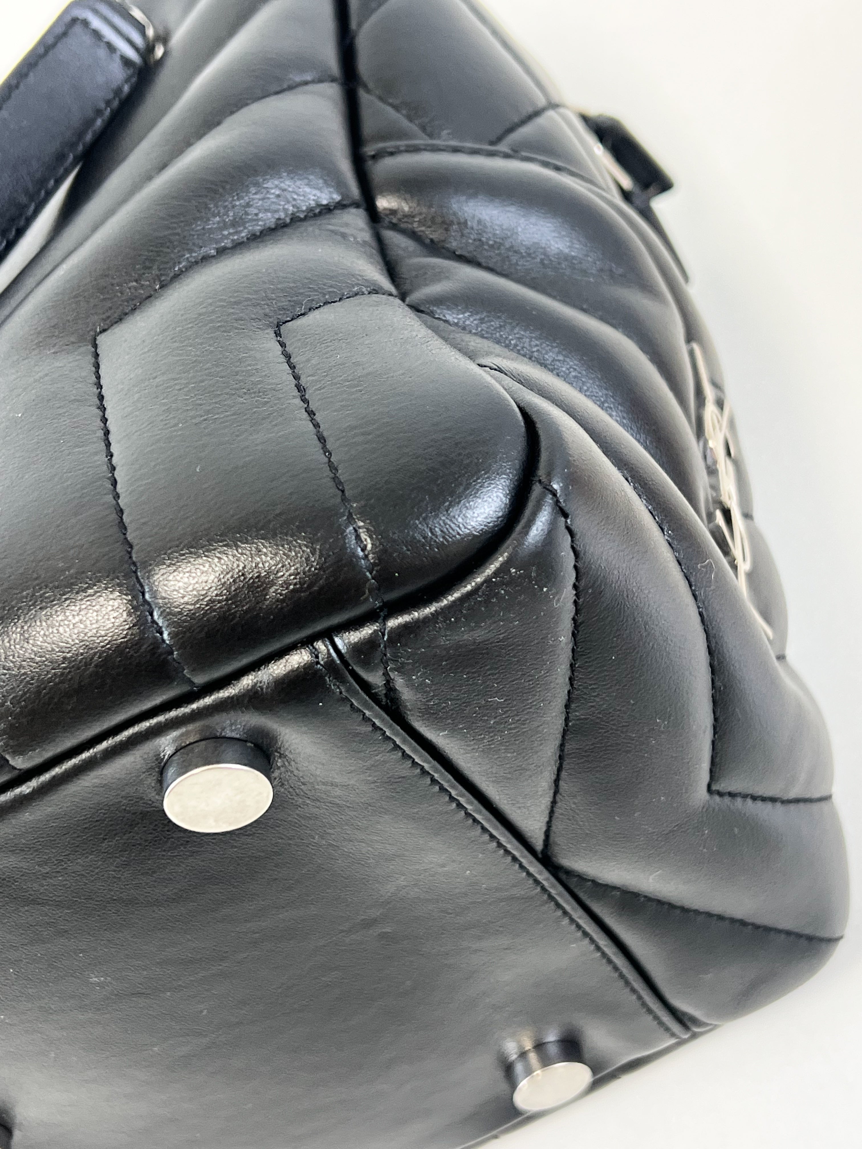 Saint Laurent Black Quilted Lambskin Bowling Bag