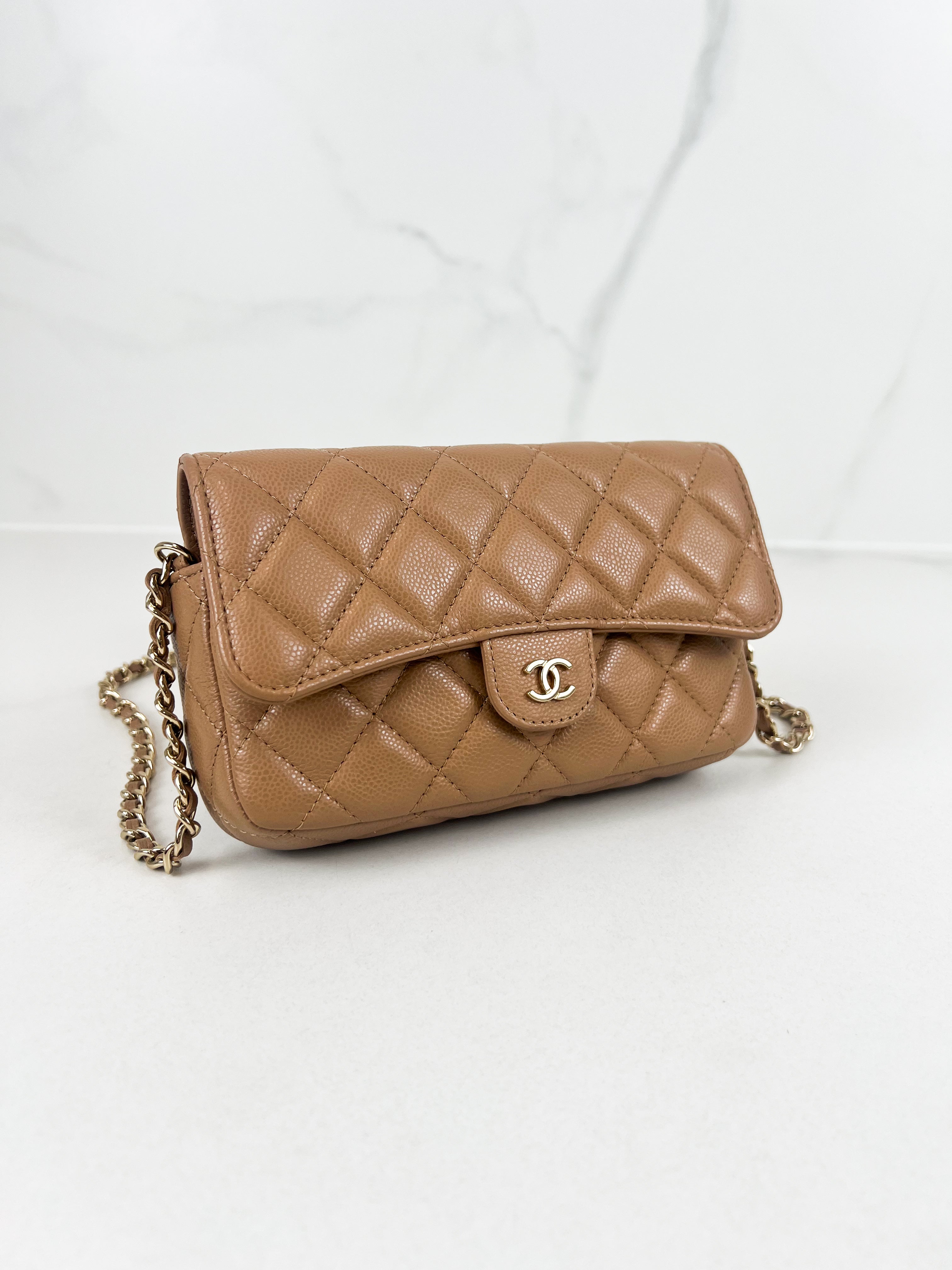 Chanel Caramel Classic Flap Phone Holder with LGHW