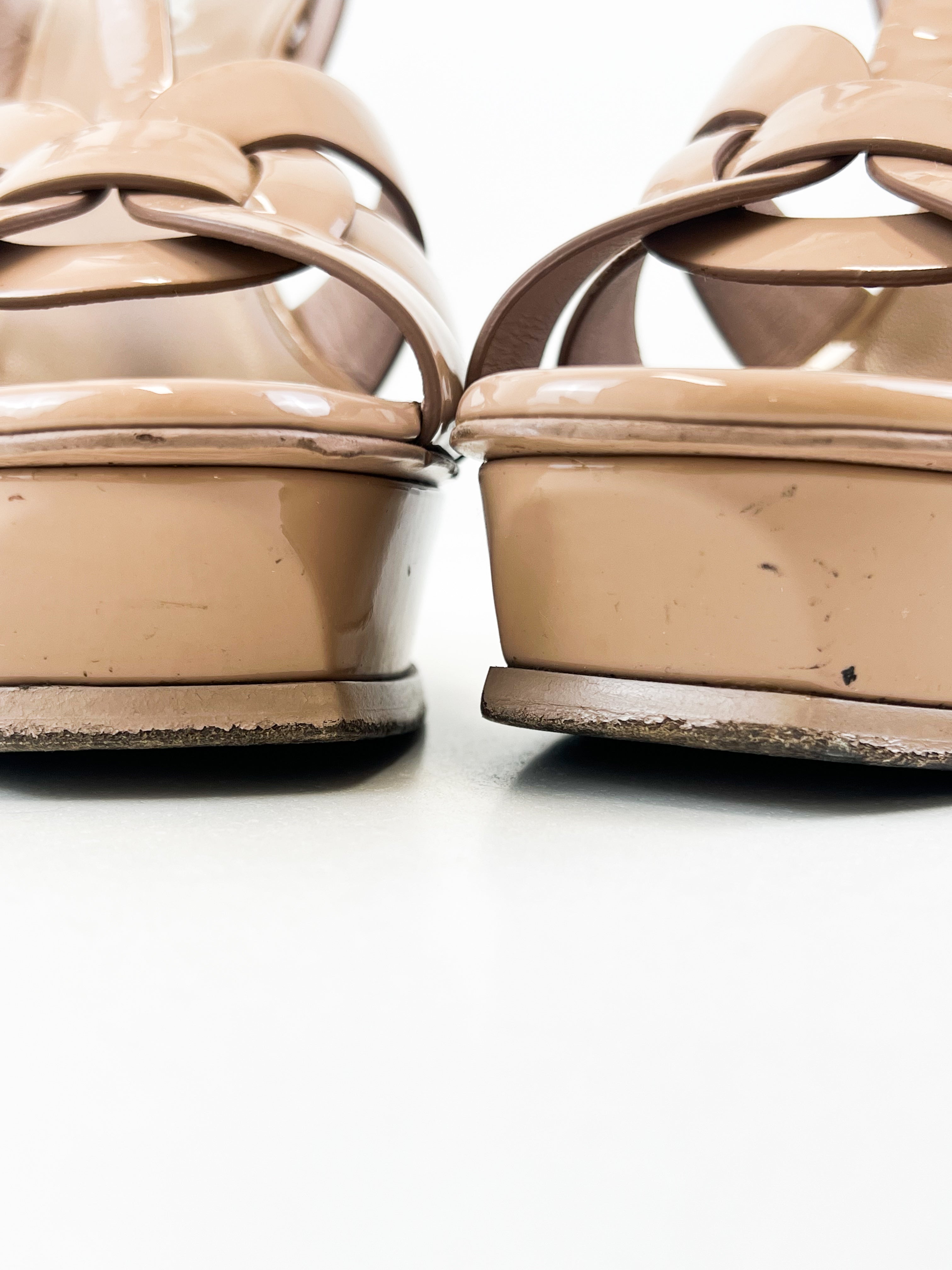 Saint Laurent Beige Patent Tributes 105 Size 39