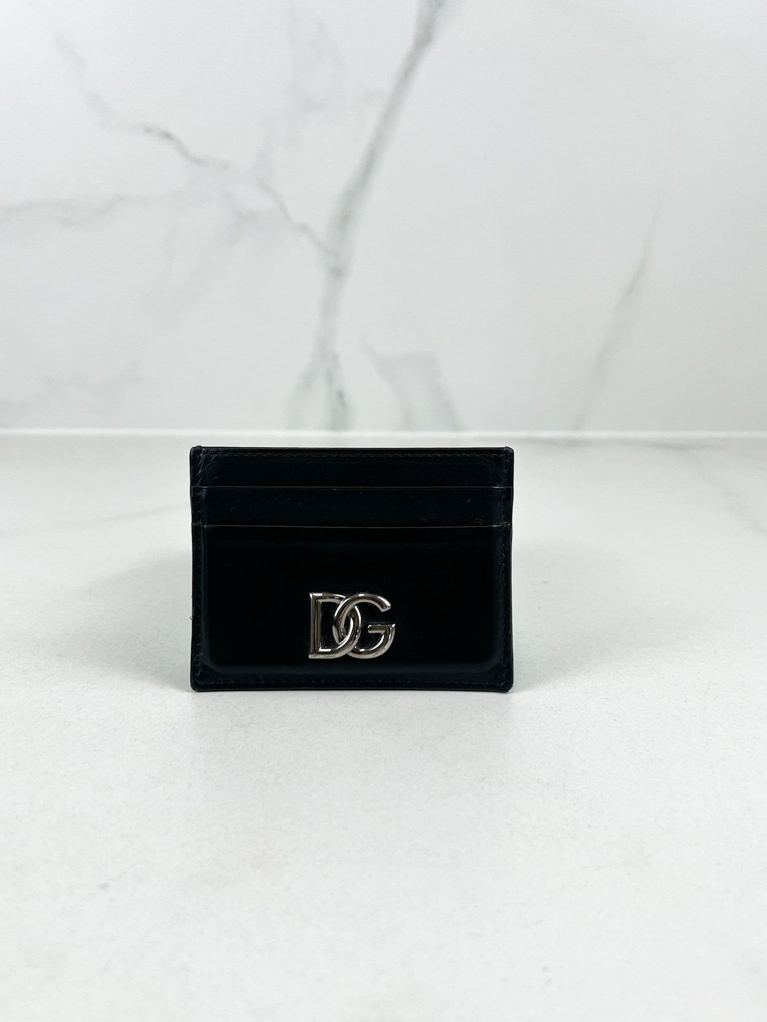 Dolce & Gabbana Black Leather Mens Cardholder with SHW