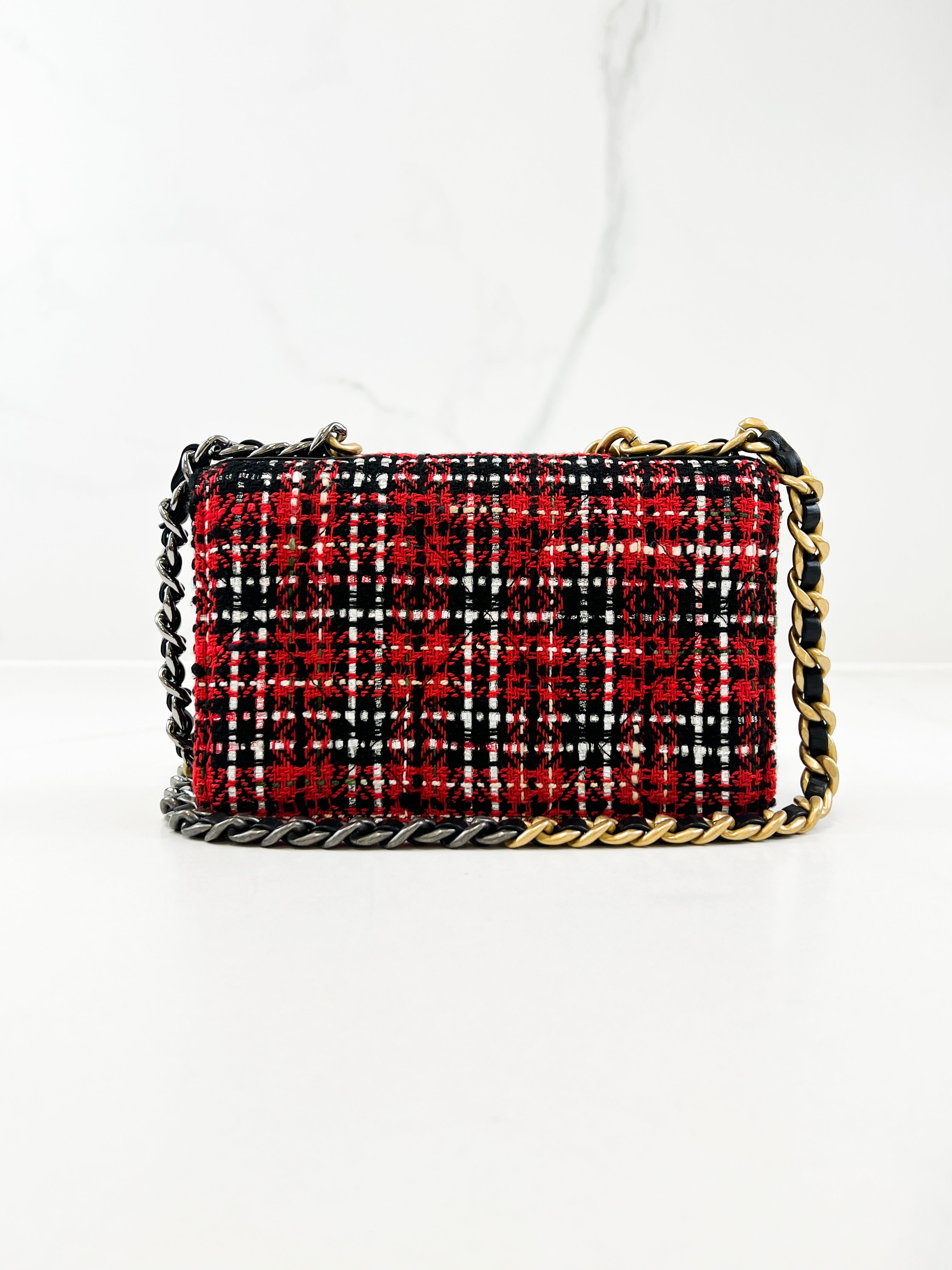 Chanel 19 Wool Tweed & Gold Tone Metal Wallet on Chain