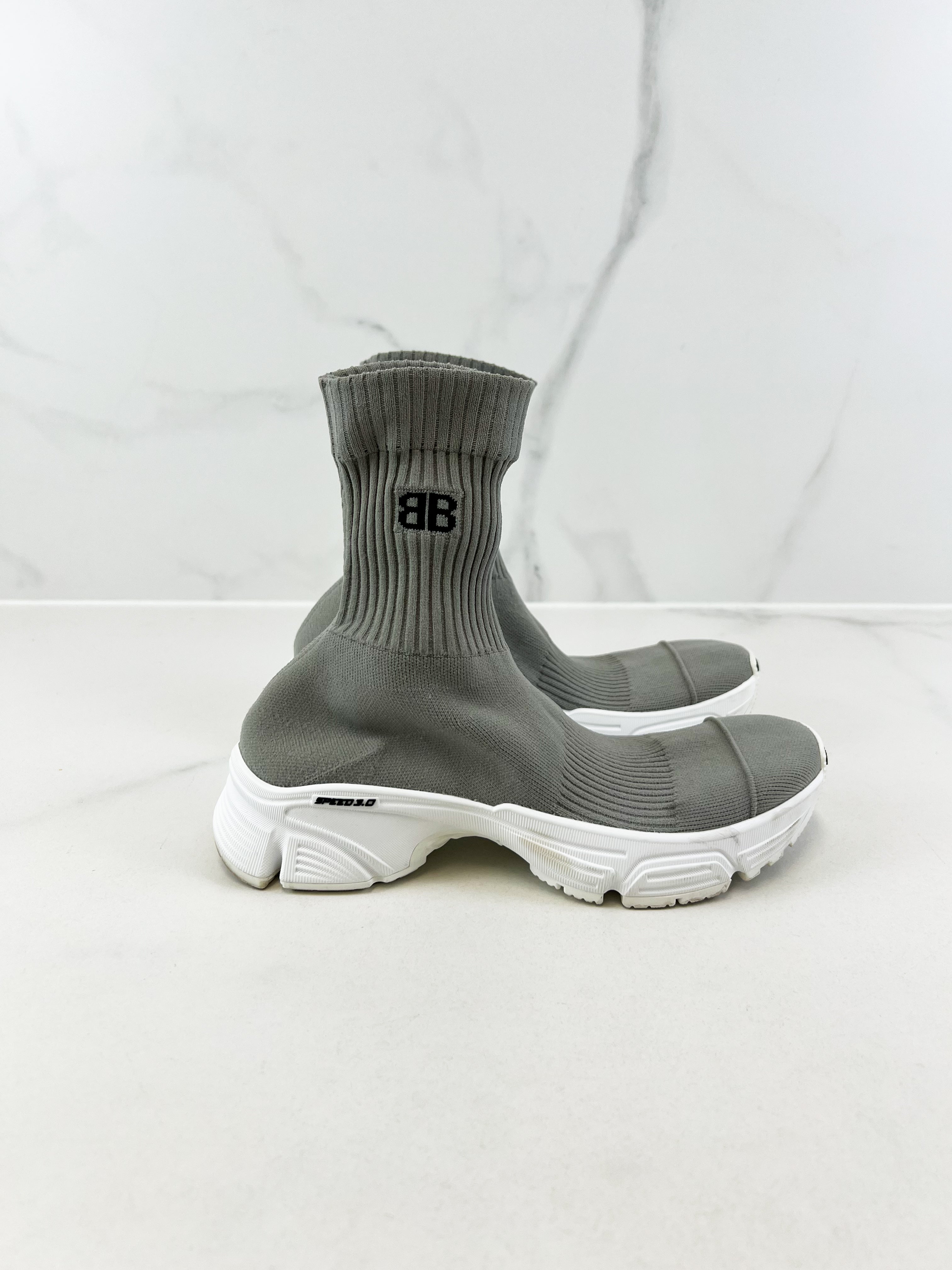 Balenciaga Grey White Knit Sneaker Size 35