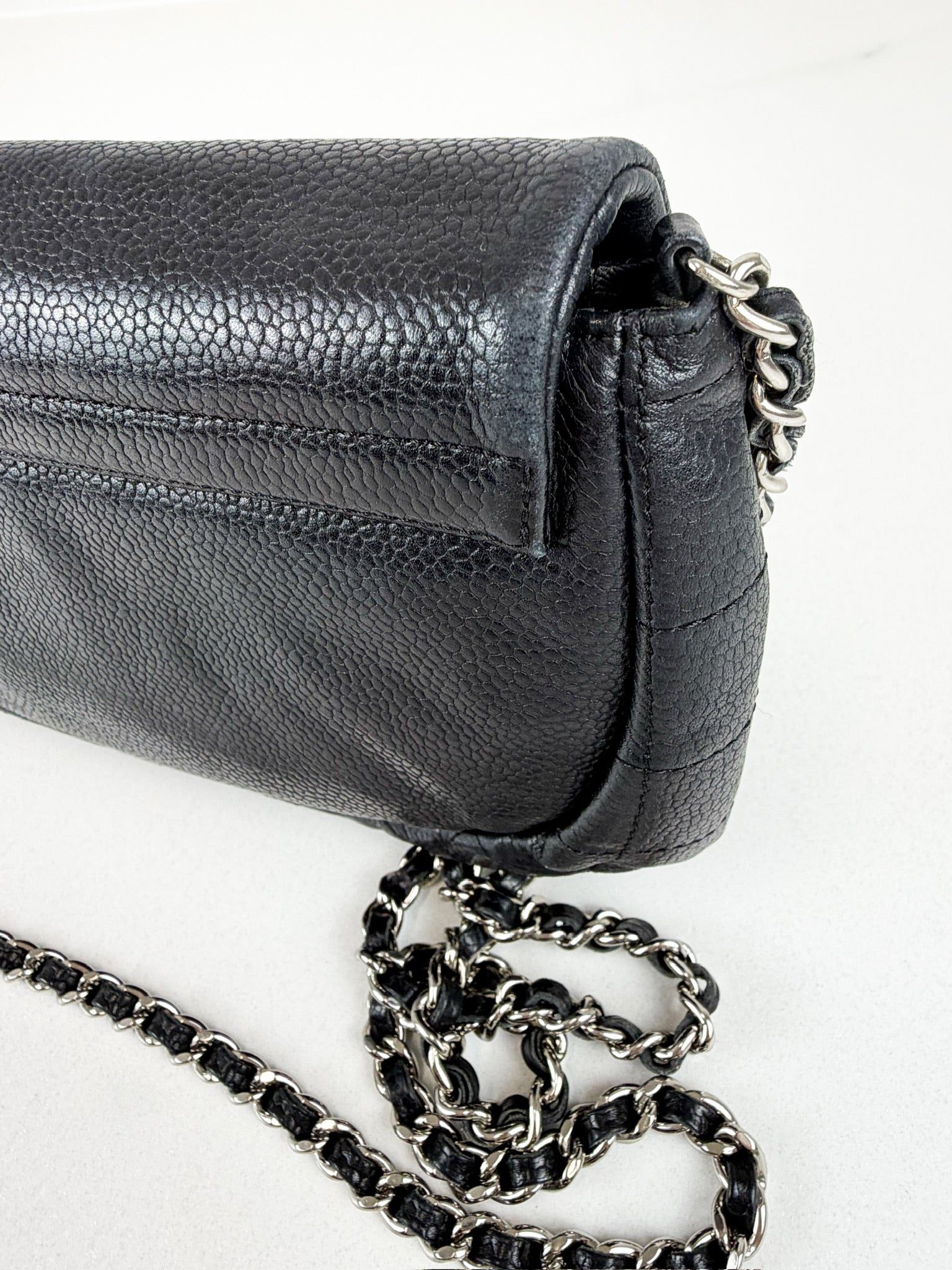 Chanel Black Half Moon Caviar CC WOC with SHW